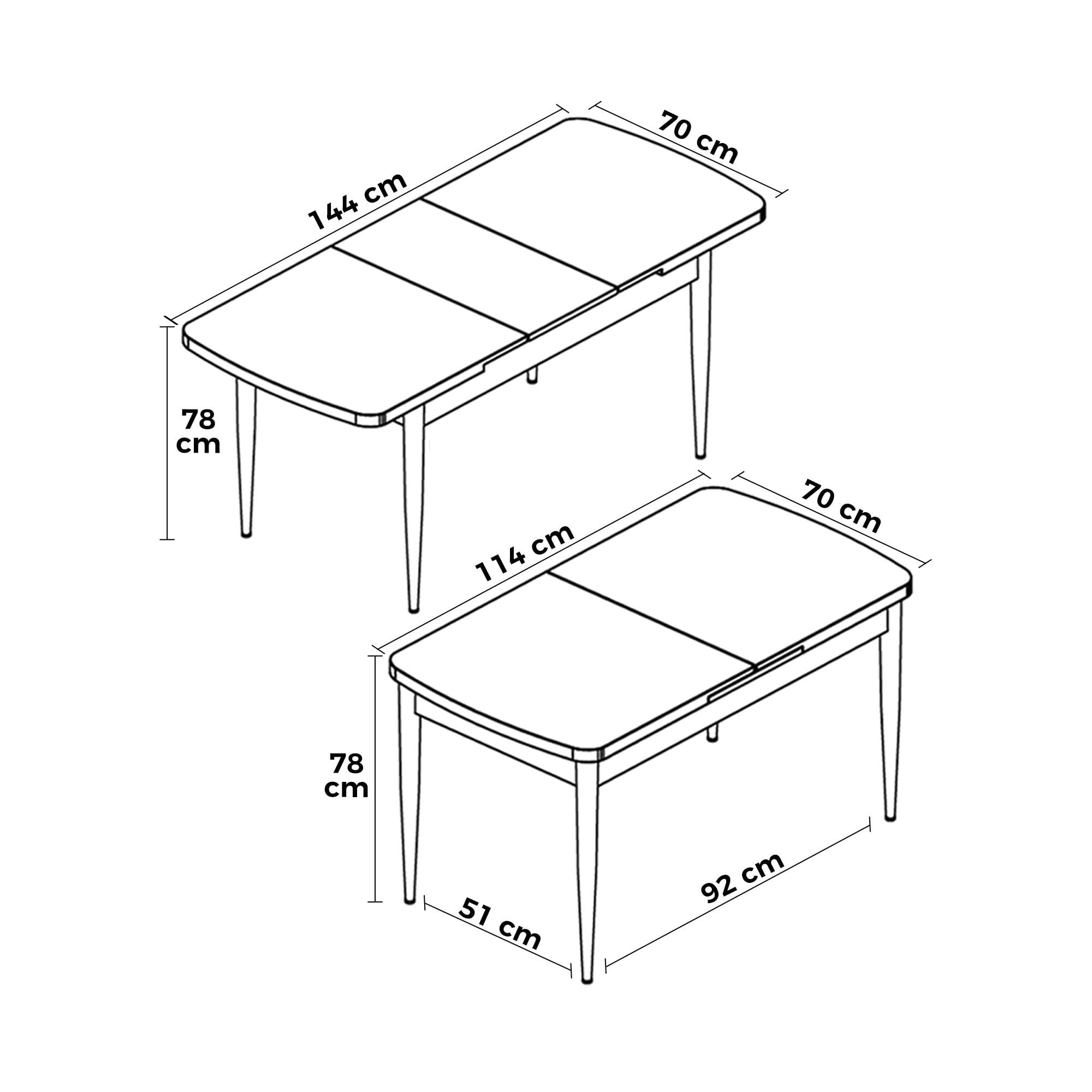 Masa dining Nira, 114 x 78 x 78 cm, alb auriu, MDF — imaginea 3