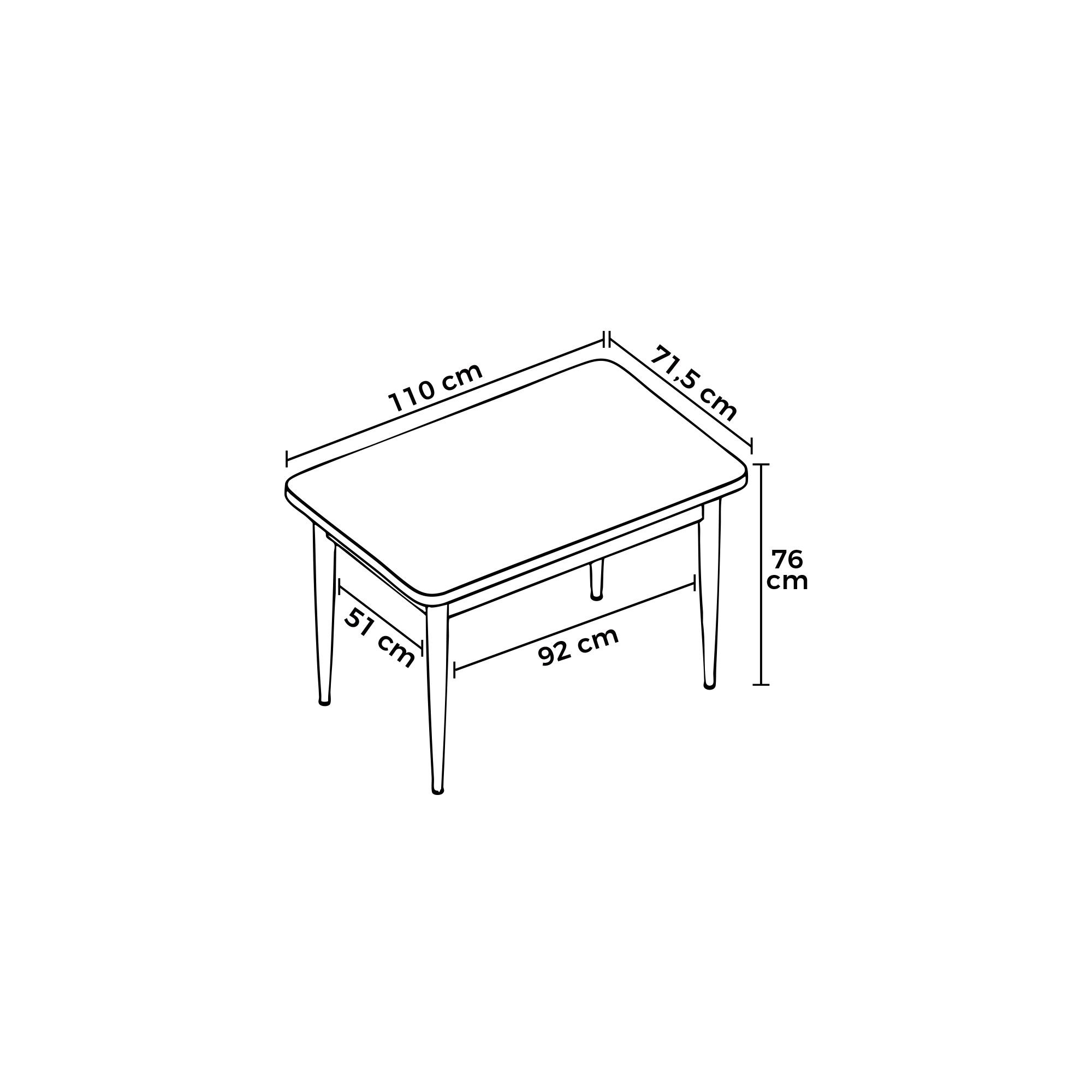 Masa dining Rewa, 110 x 76 x 70 cm, negru marmura auriu, PAL — imaginea 3