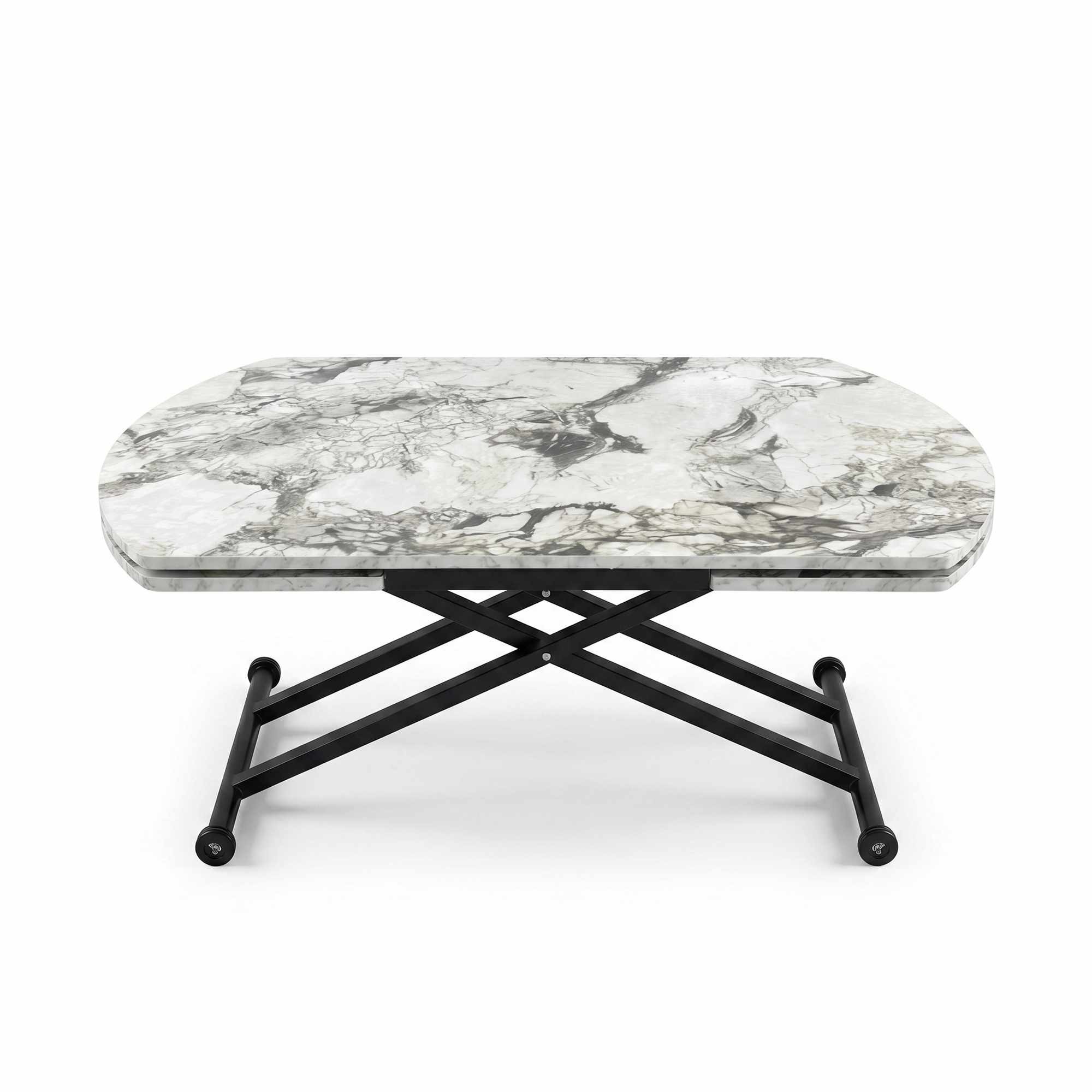 Masa dining Yan Yari Oval, alb marmura negru, MDF, capacitate 125 kg, alb marble / negru — imaginea 3