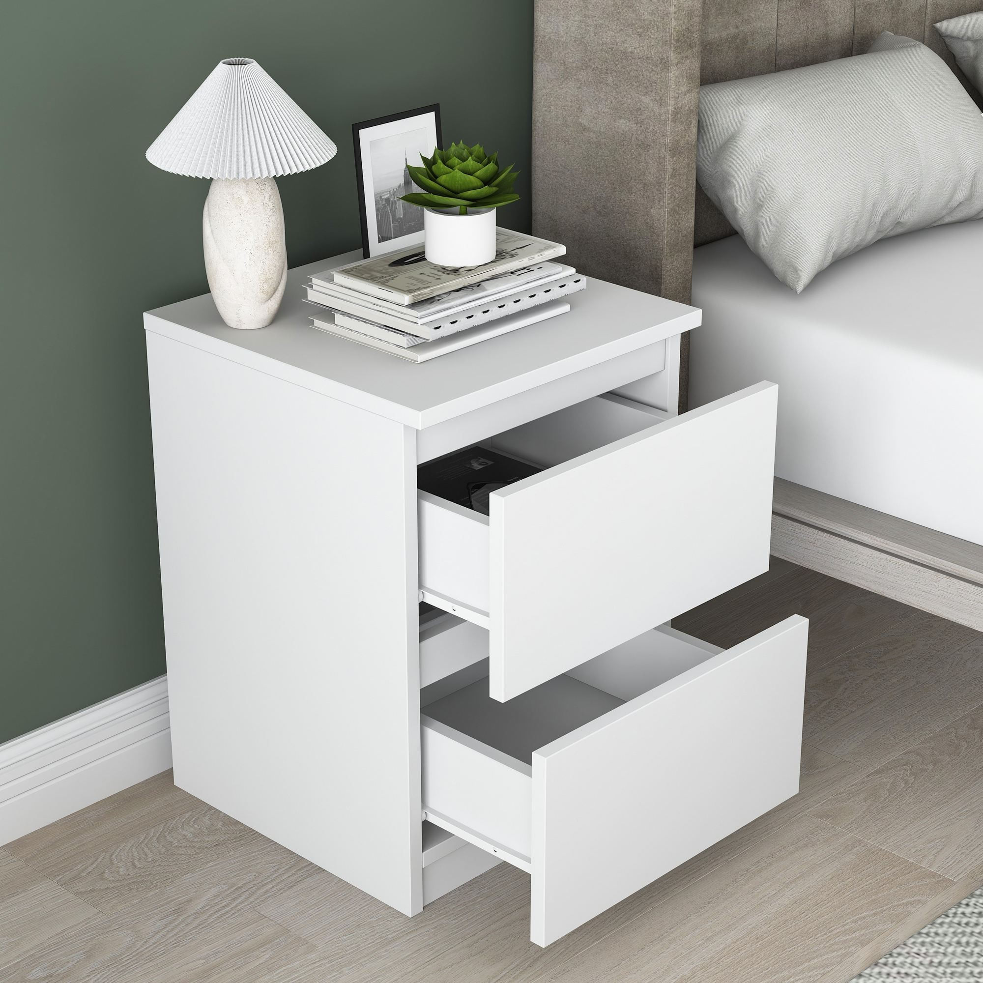 Noptiera BD109, 40 x 55 x 40 cm, alb, PAL, fixare pe perete — imaginea 3
