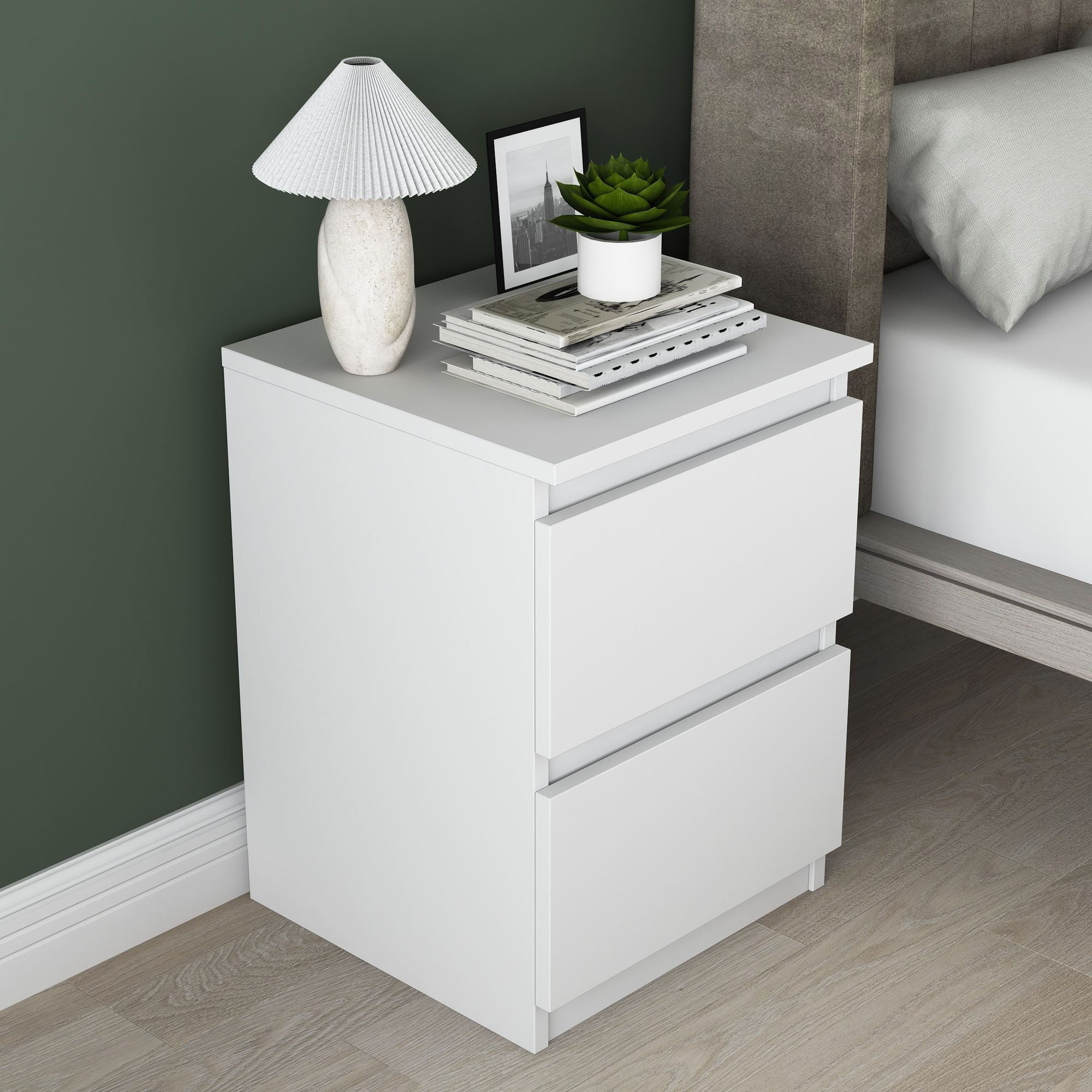Noptiera BD109, 40 x 55 x 40 cm, alb, PAL, fixare pe perete — imaginea 6