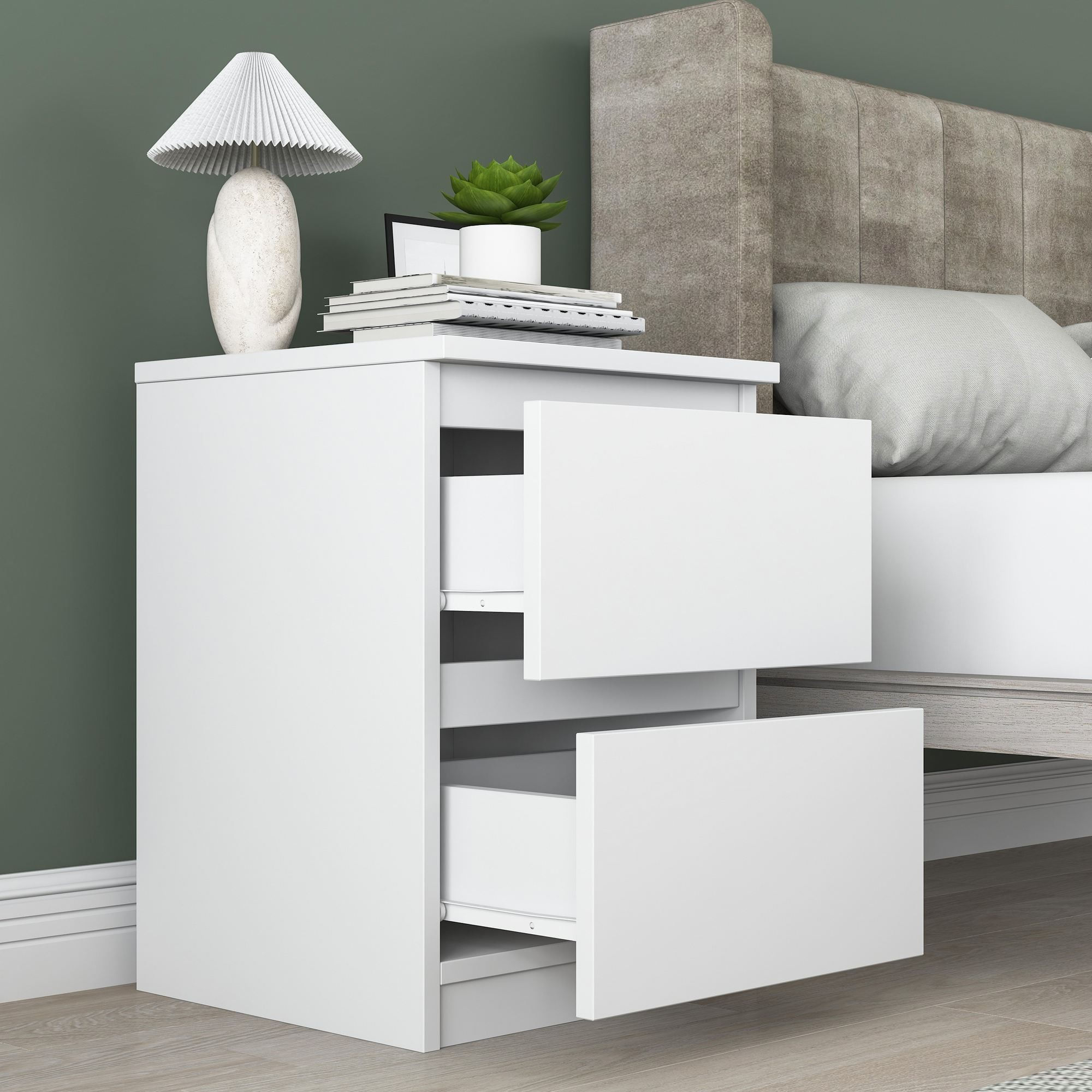 Noptiera BD109, 40 x 55 x 40 cm, alb, PAL, fixare pe perete — imaginea 10
