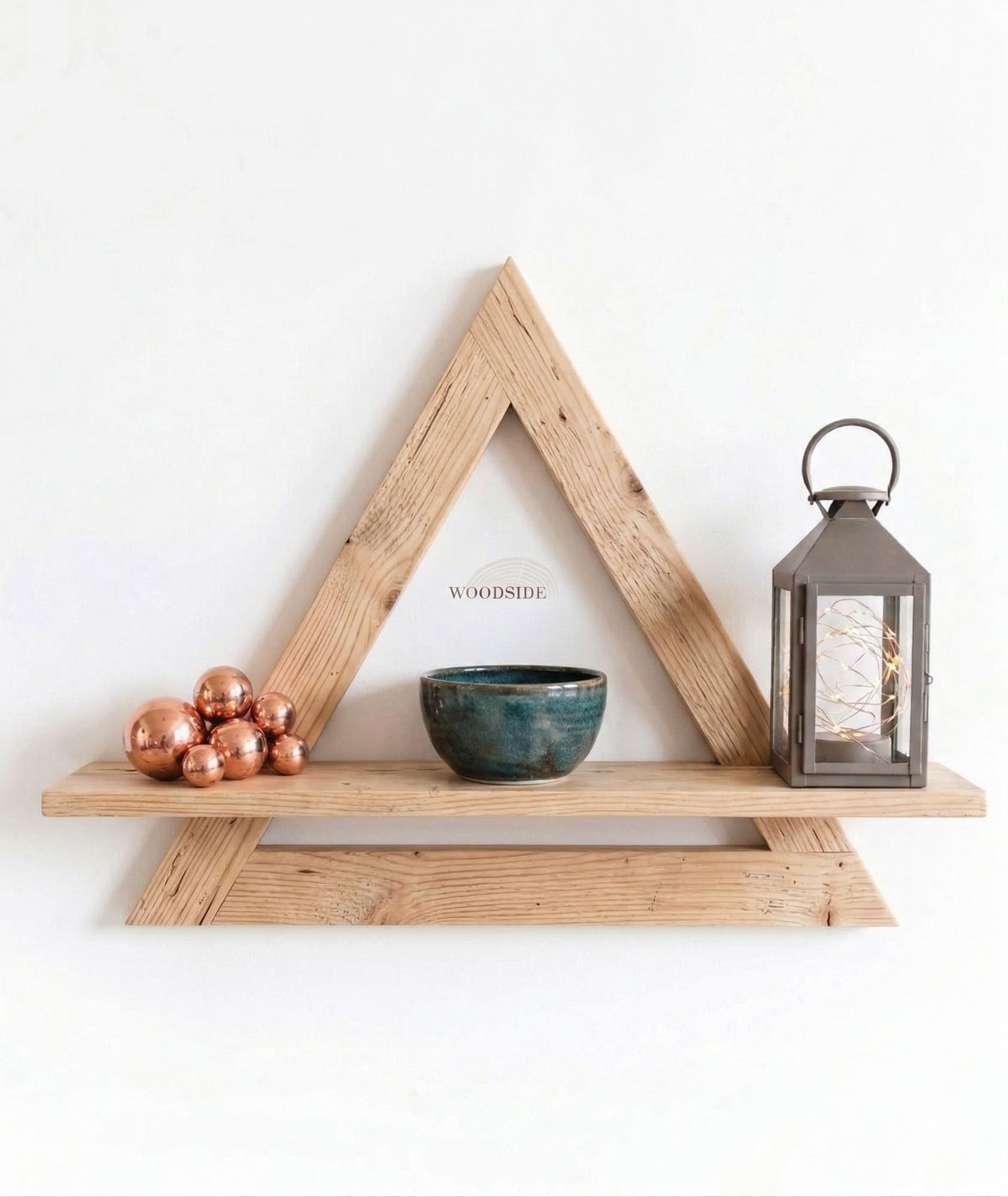Raft decorativ de perete din lemn R-Raf358, 38 x 33 x 7 cm, lemn natur, lemn, design modern — imaginea 2