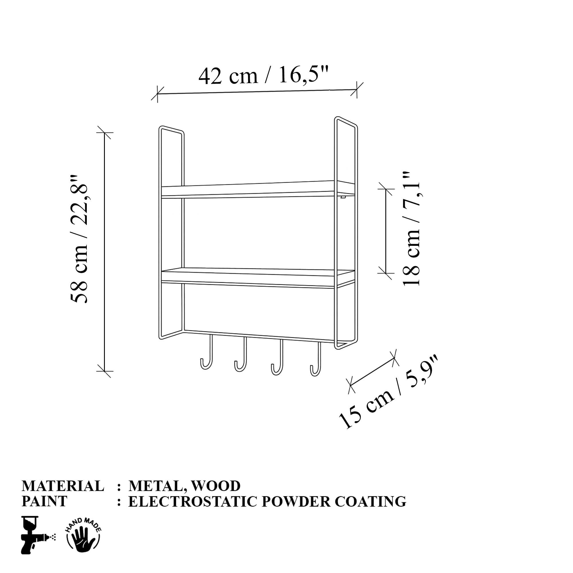 Raft de perete Cm-071, auriu natural, metal, design modern — imaginea 5