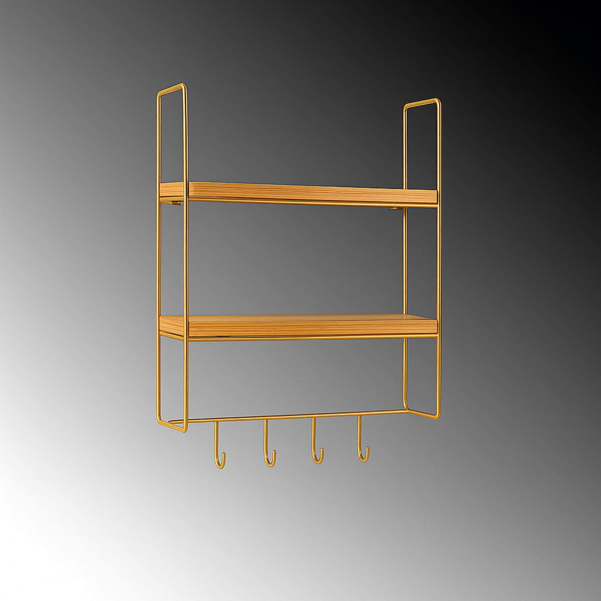 Raft de perete Cm-071, auriu natural, metal, design modern — imaginea 7