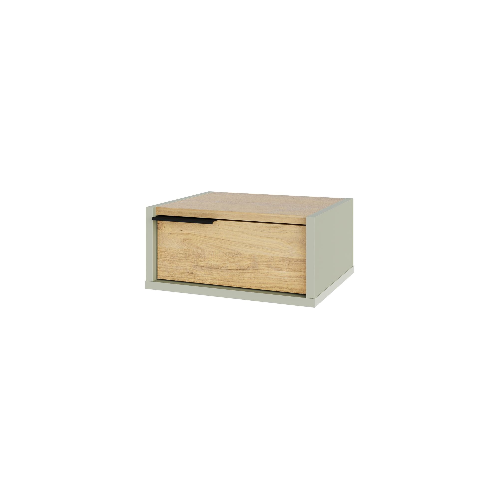 Noptiera Eco, 40 x 18, 8 x 30 cm, frasin verde stejar safir, PAL melaminat, fixare pe perete, ash verde / safir stejar — imaginea 2
