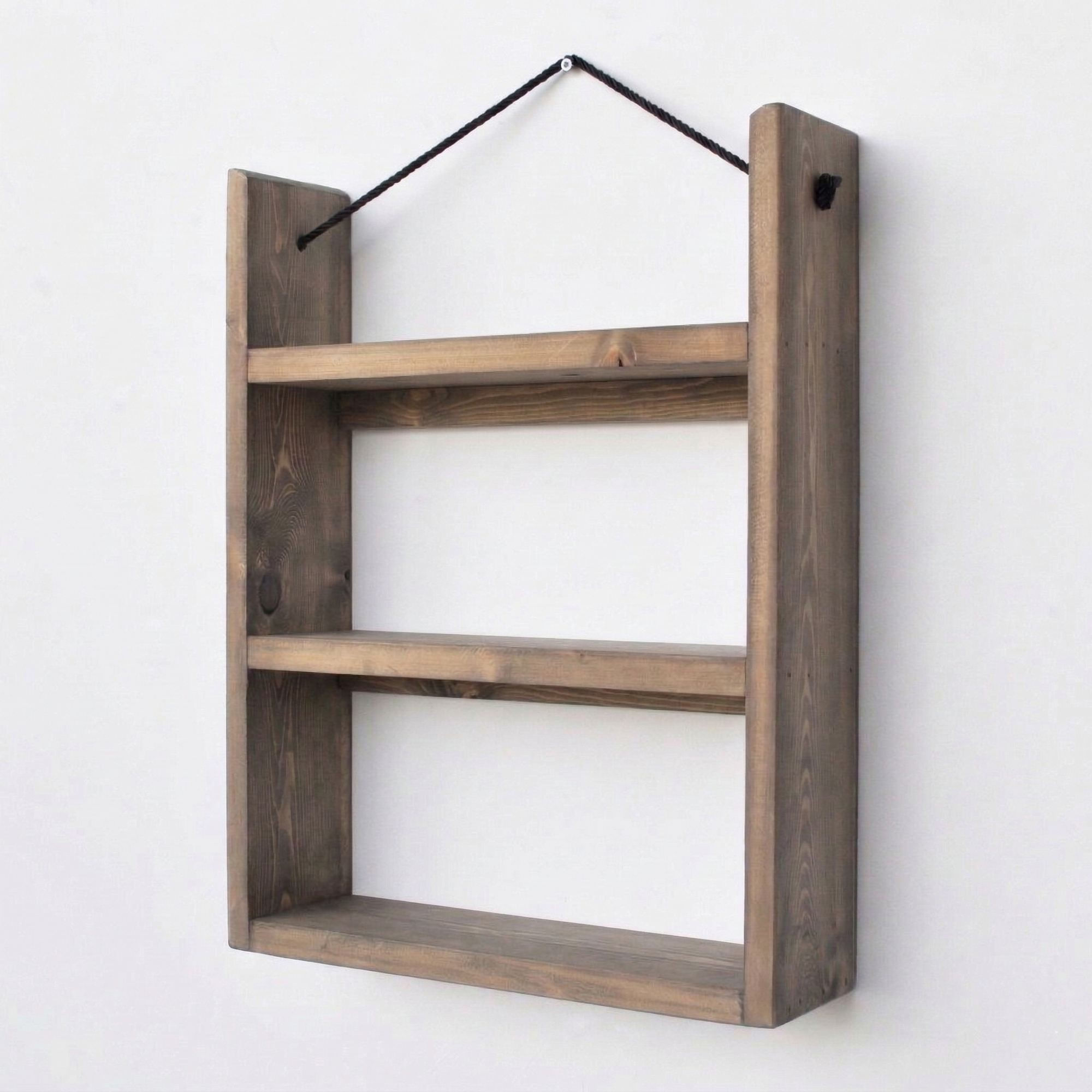 Raft decorativ de perete din lemn Raf348, 38 x 48 x 9 cm, lemn natur, lemn, design modern — imaginea 4