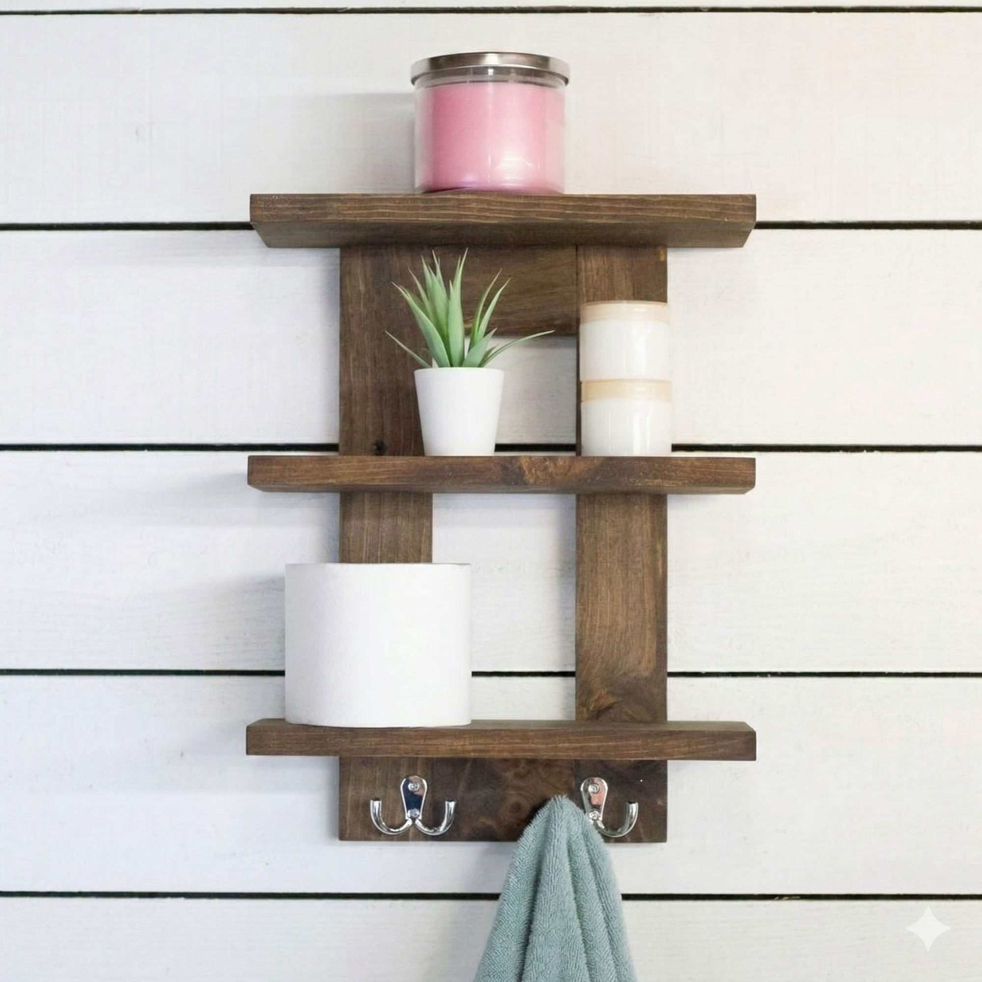 Raft decorativ de perete din lemn Raf356, 45 x 60 x 14 cm, lemn natur, lemn, design modern — imaginea 2