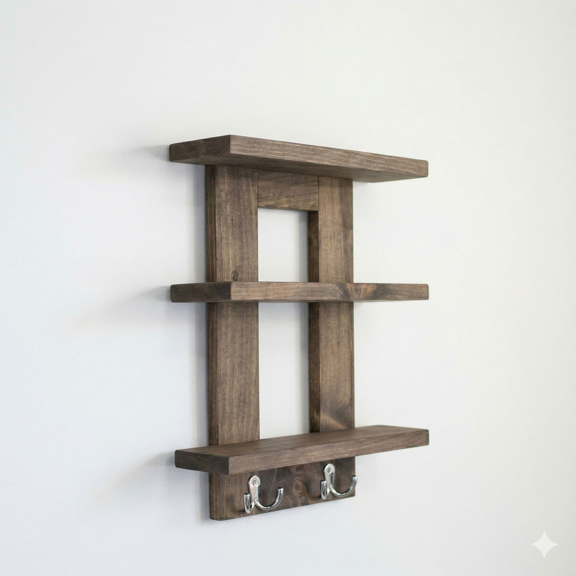 Raft decorativ de perete din lemn Raf356, 45 x 60 x 14 cm, lemn natur, lemn, design modern — imaginea 5