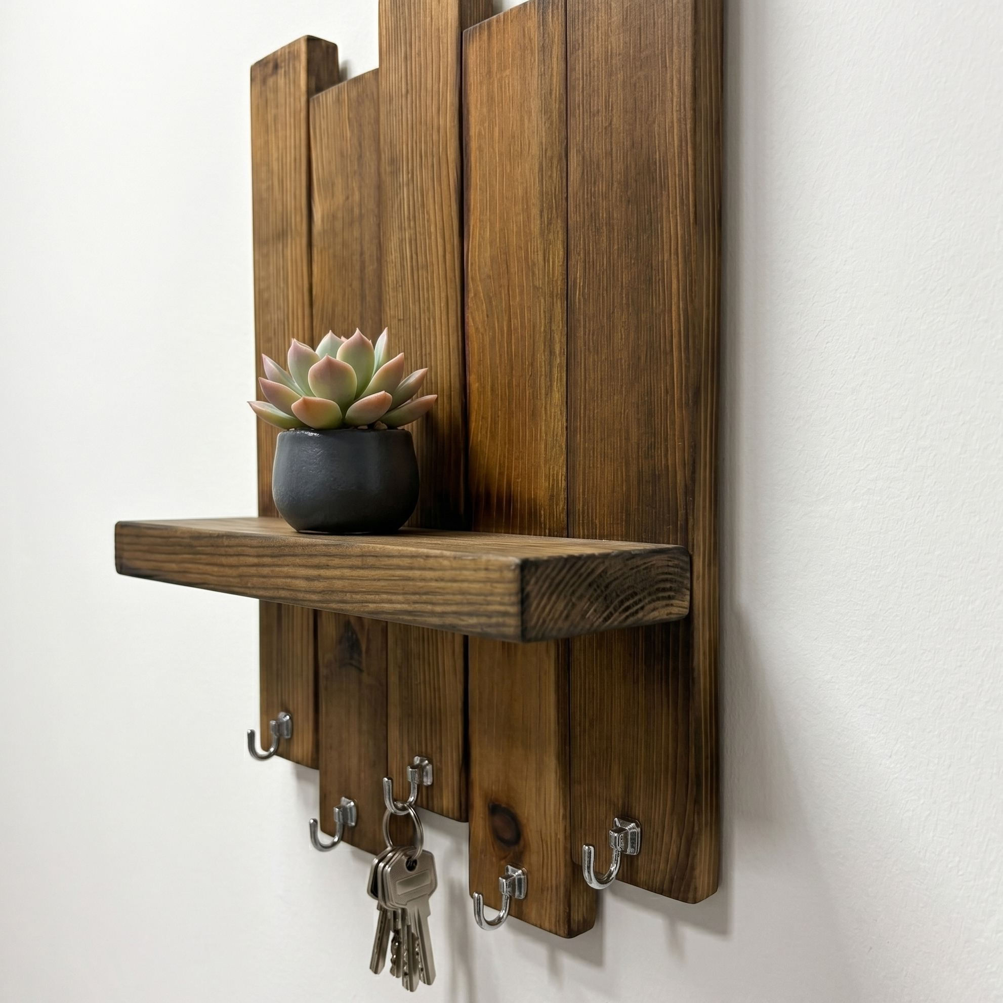 Raft decorativ de perete din lemn R-Raf304, 25 x 32 x 9 cm, lemn natur, lemn, design modern — imaginea 2