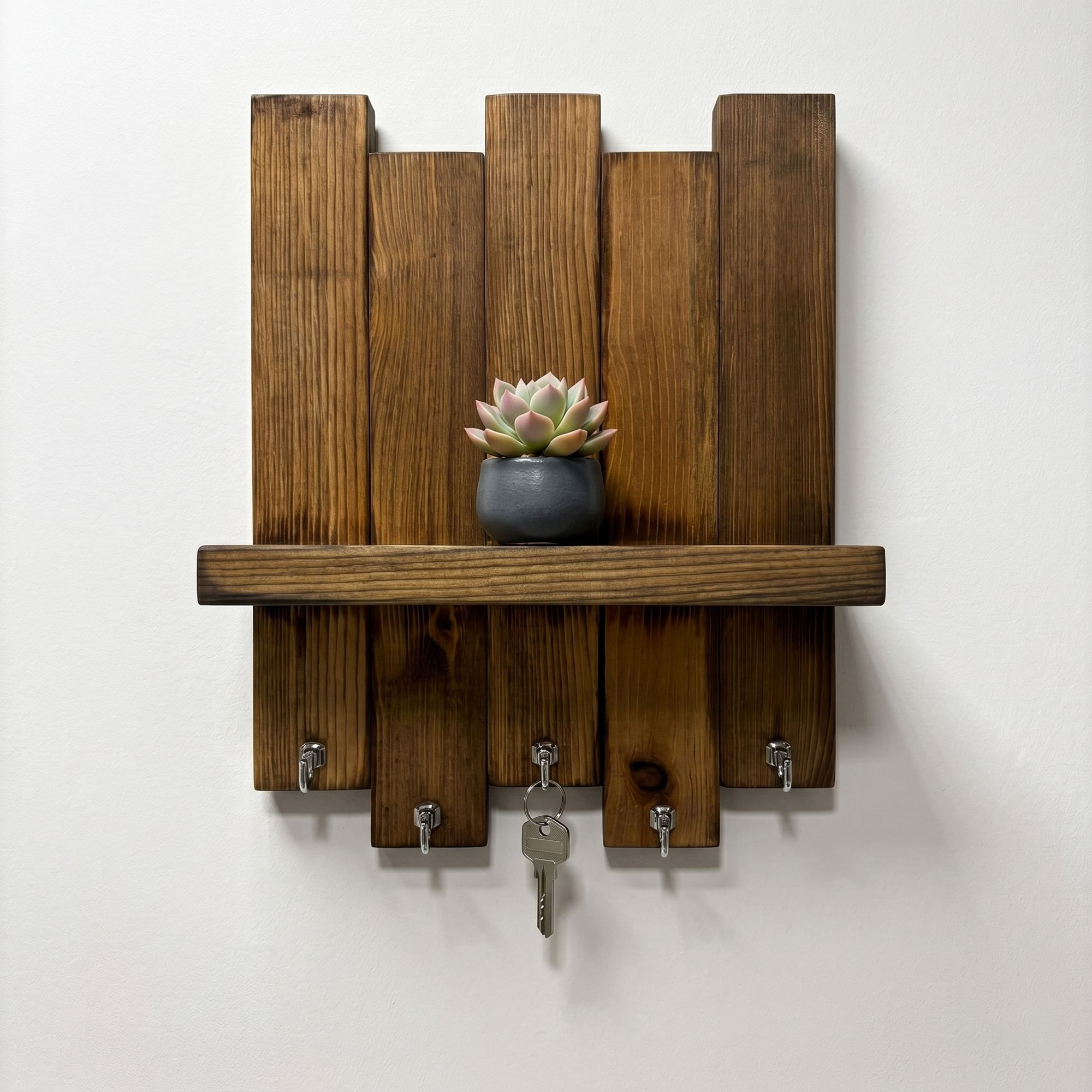 Raft decorativ de perete din lemn R-Raf304, 25 x 32 x 9 cm, lemn natur, lemn, design modern — imaginea 4