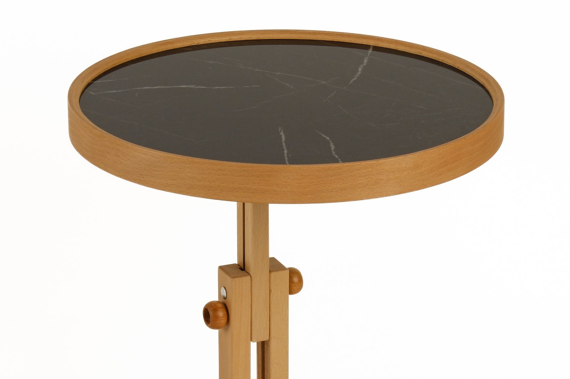 Masuta laterala Opus Yuvarlak 40, negru marmura, stejar negru marmura, MDF, stejar / negru marble — imaginea 3