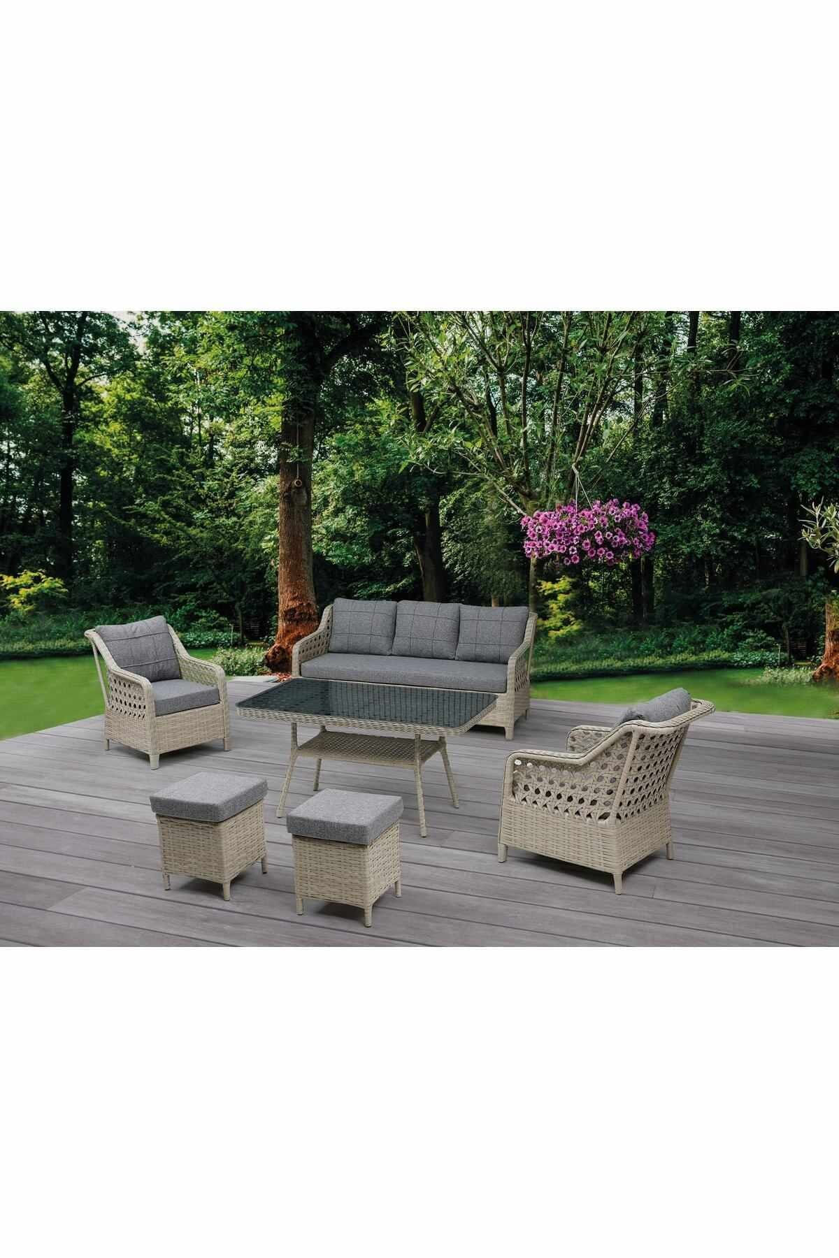 Set lounge gradina Rondi - Dark gri, Honey, 175 x 78 x 60 cm, gri inchis honey, dark gri / honey — imaginea 2