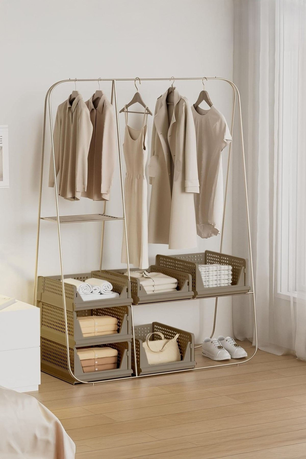 Raft multifunctional Lavine, 33, 5 x 55, 5 x 43 cm, maro deschis, design modern, light maro — imaginea 7