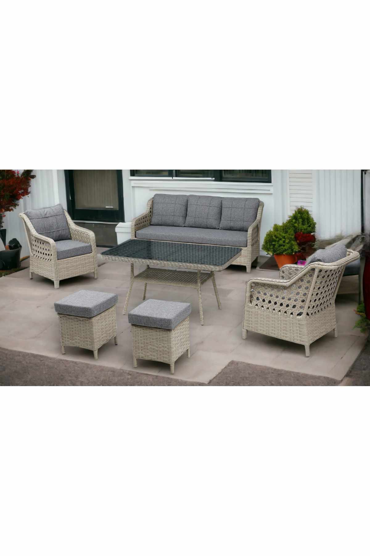 Set lounge gradina Rondi - Dark gri, Honey, 175 x 78 x 60 cm, gri inchis honey, dark gri / honey — imaginea 5