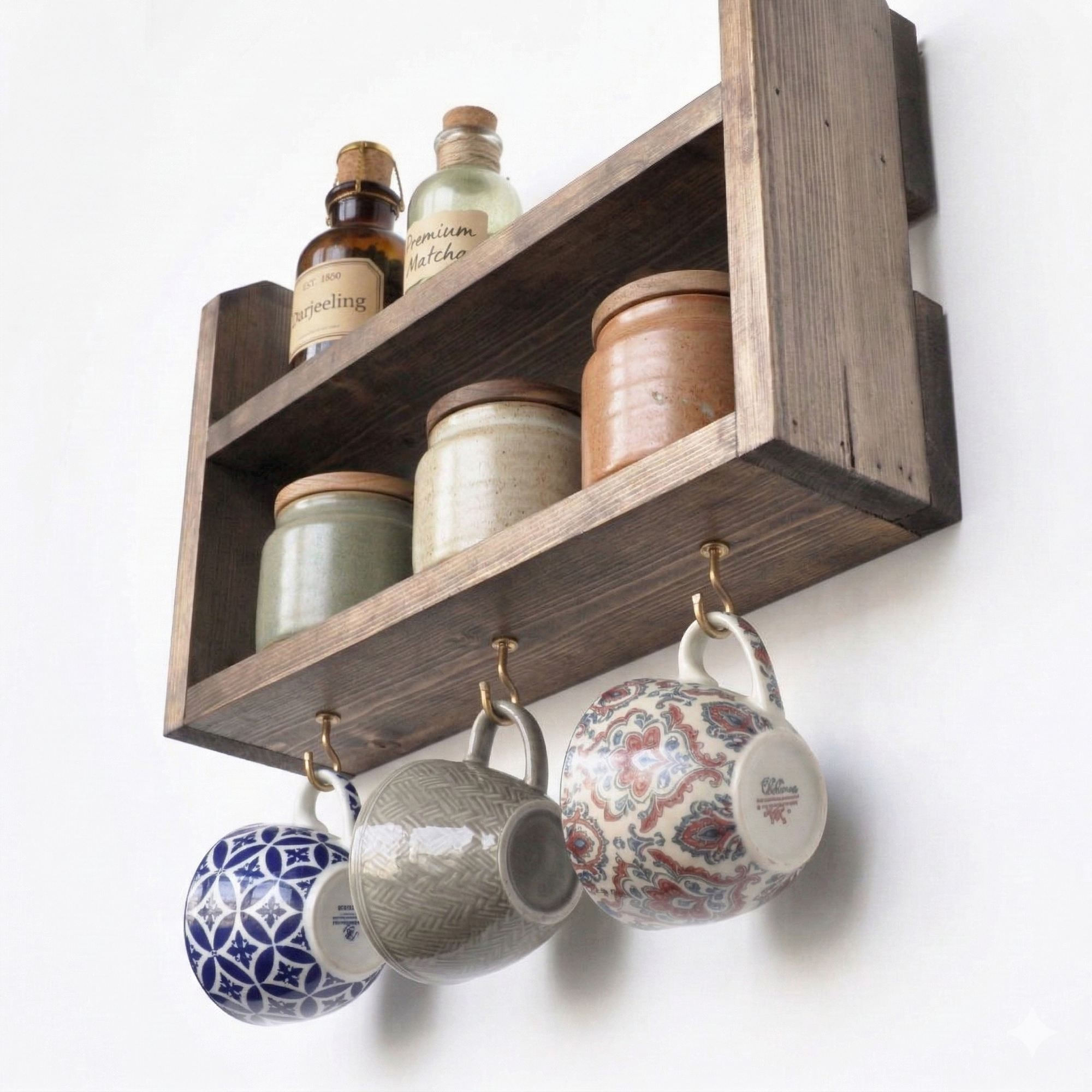 Raft decorativ de perete din lemn Raf336, 40 x 25 x 11 cm, lemn natur, lemn, design modern — imaginea 3