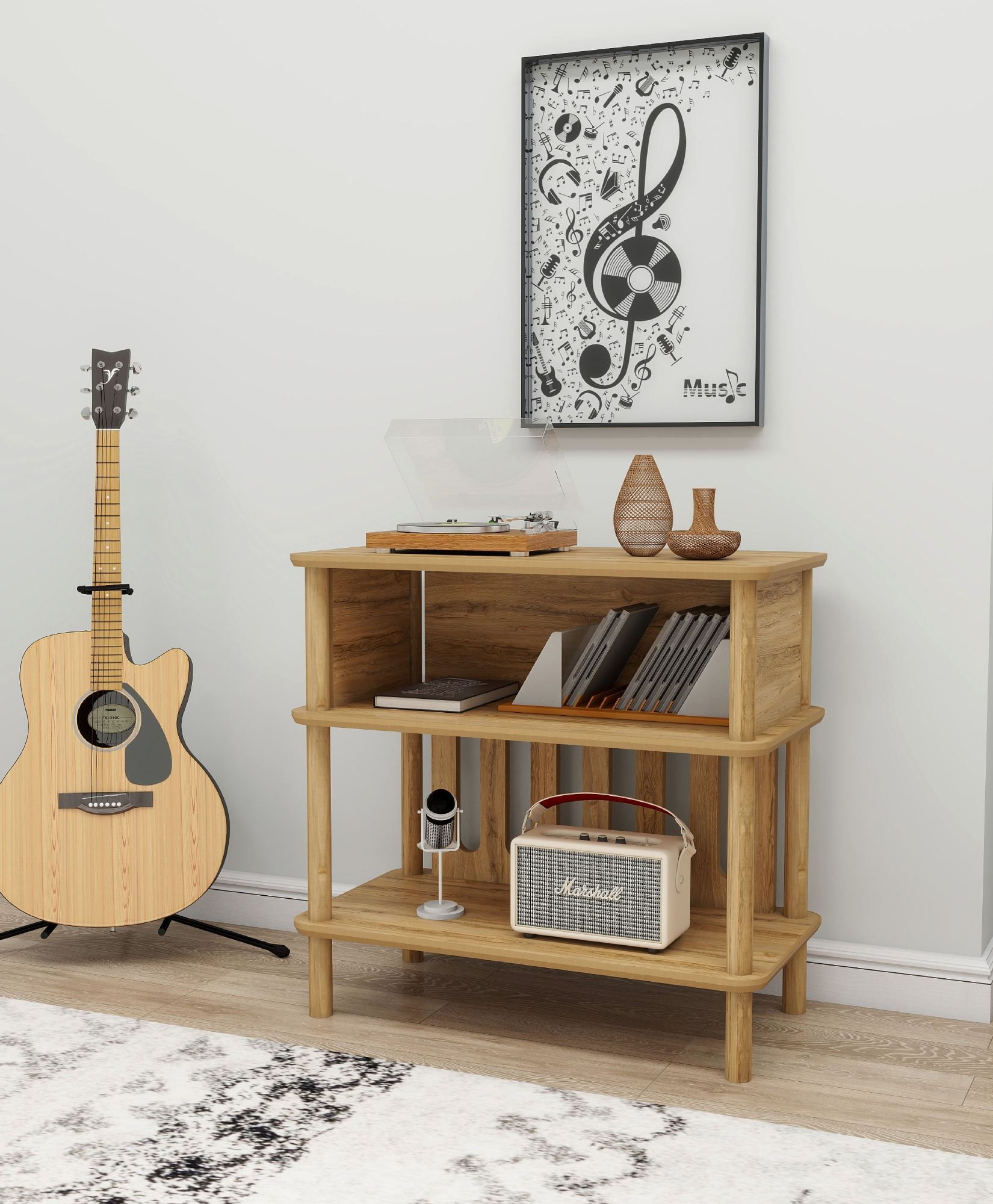 Masuta laterala Forte, 73 x 69 x 38 cm, stejar, MDF, capacitate 15 kg — imaginea 3