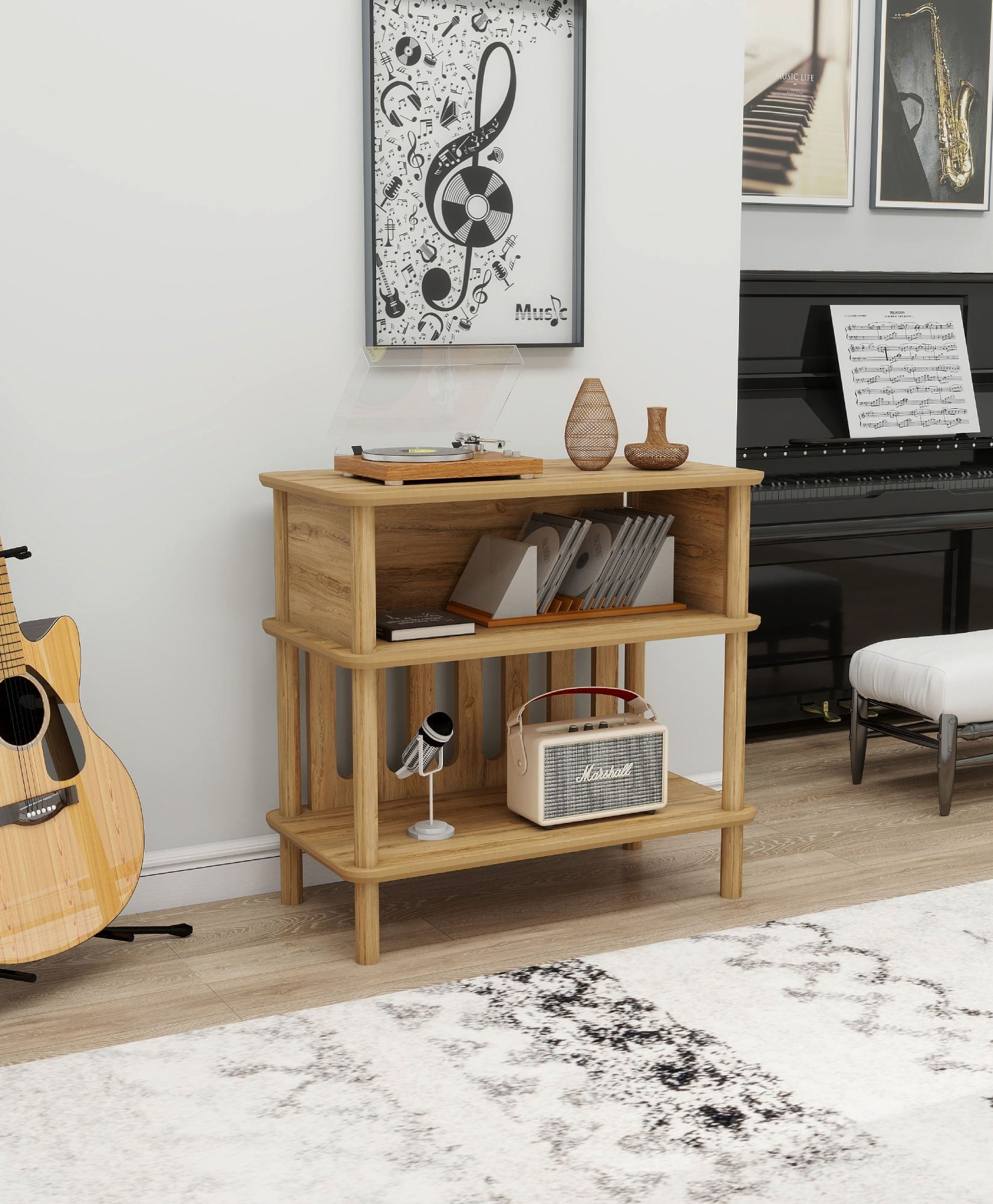 Masuta laterala Forte, 73 x 69 x 38 cm, stejar, MDF, capacitate 15 kg — imaginea 4