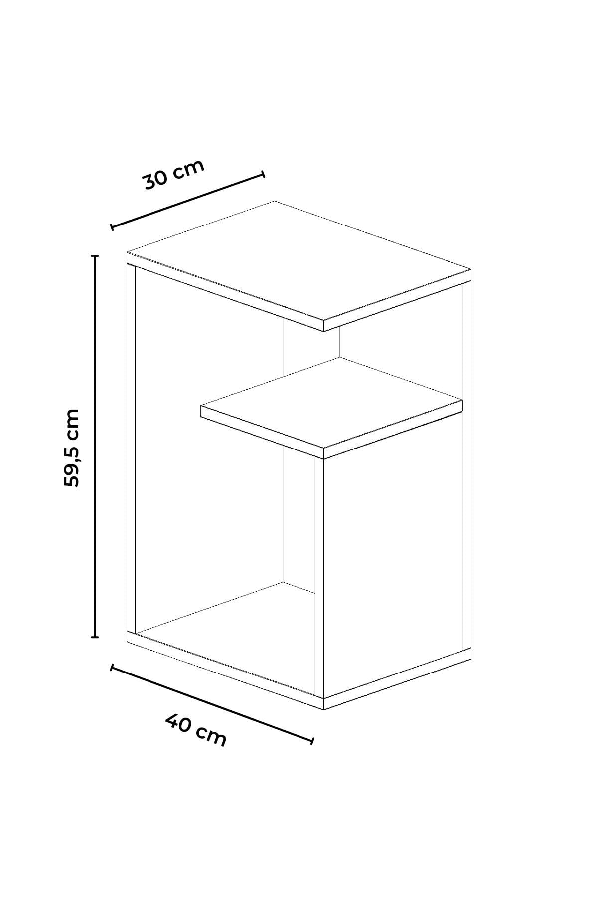 Masuta laterala Simav, 40 x 59,5 x 30 cm, sonomo stejar alb, PAL melaminat, capacitate 3 kg — imaginea 3