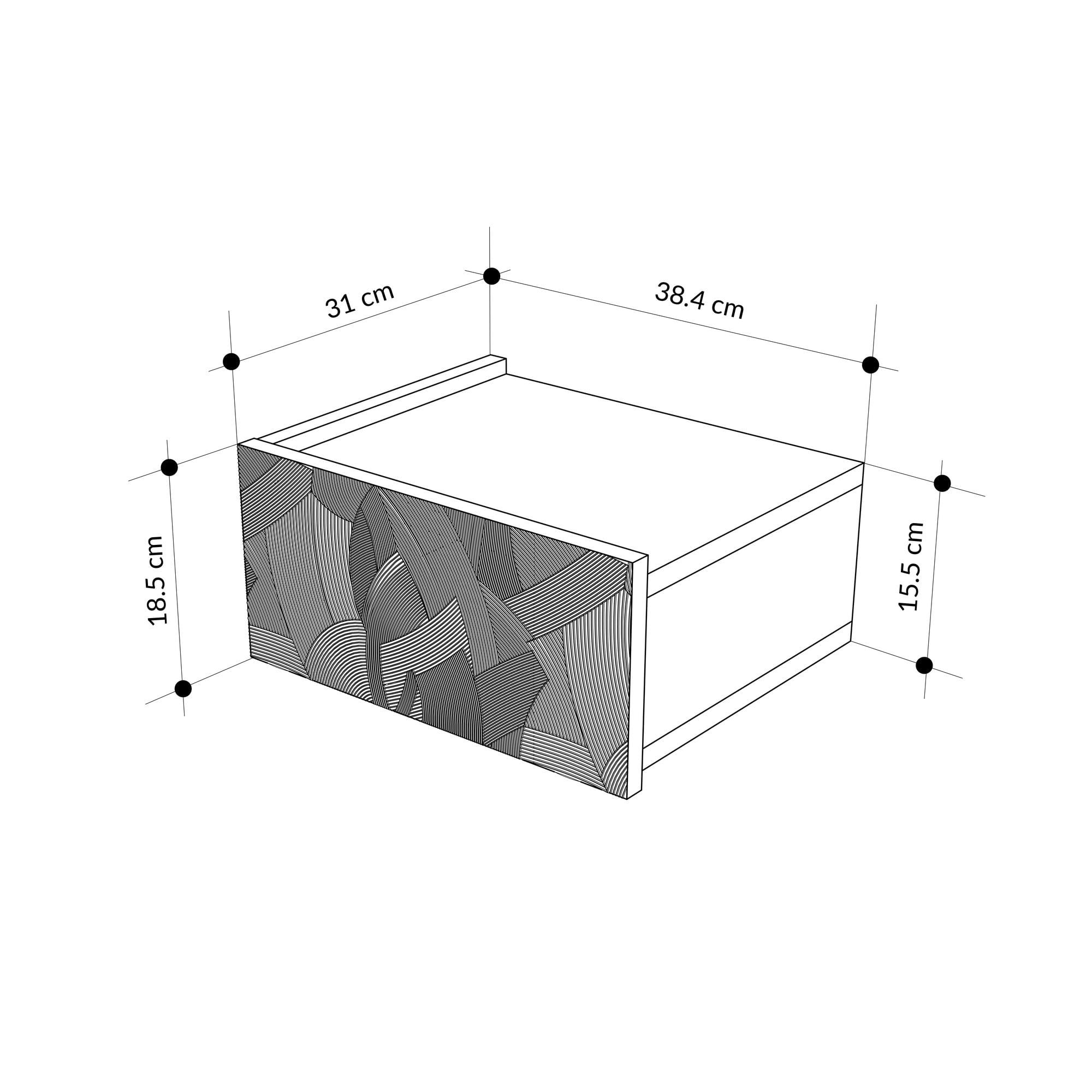 Noptiera Onda LED, 38, 4 x 18, 5 x 31 cm, PAL melaminat, fixare pe perete, alb / stejar — imaginea 2