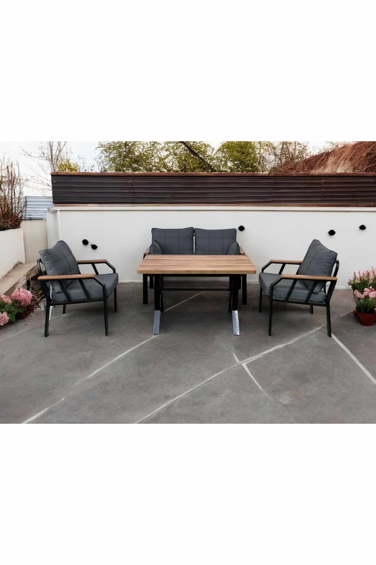 Set lounge gradina Nergiz 2+1+1 - Dark Blue, 120 x 78 x 58 cm, metal, dark albastru — imaginea 5