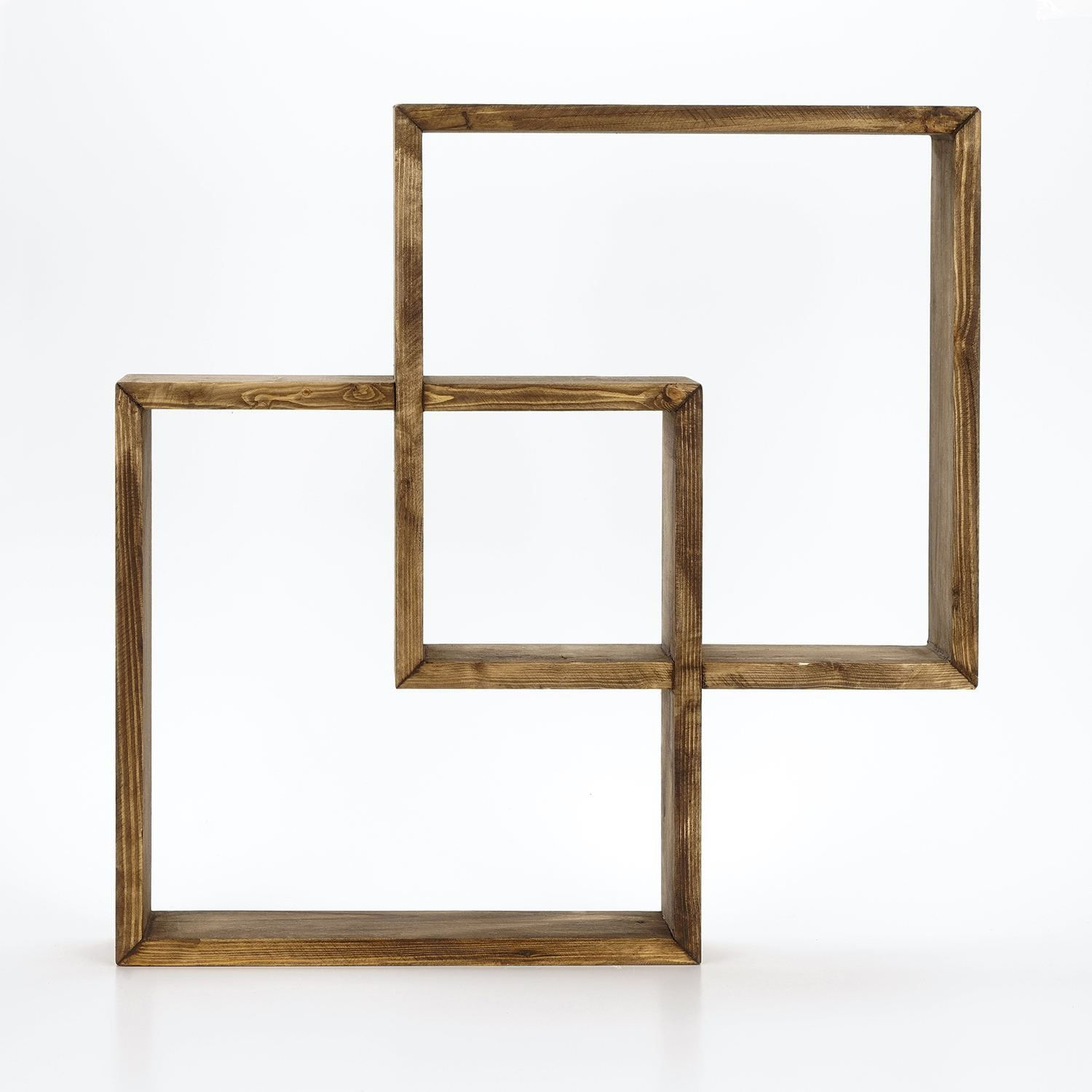 Raft decorativ de perete din lemn Raf342, 51 x 51 x 9 cm, lemn natur, lemn, design modern — imaginea 2