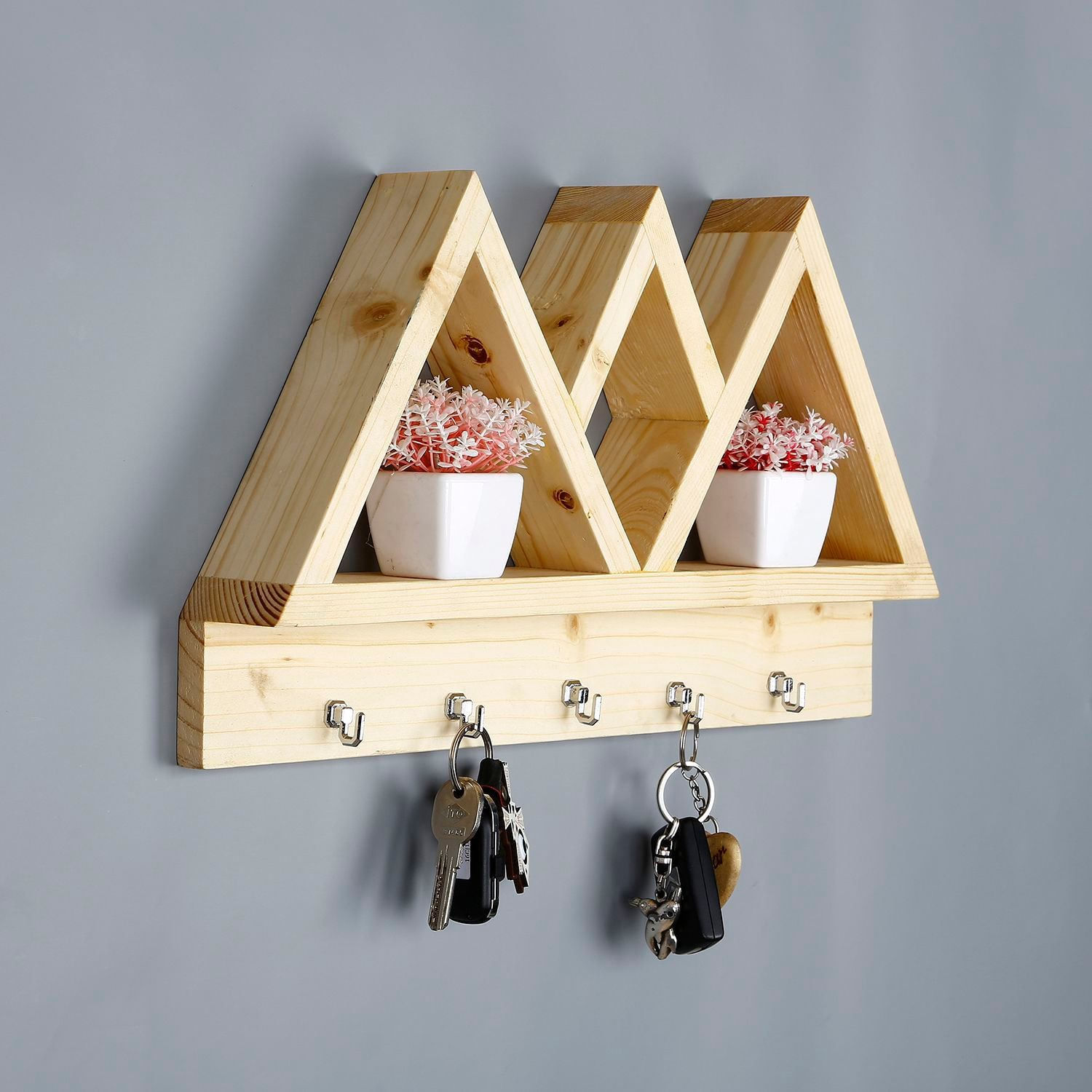 Raft decorativ de perete din lemn R-Raf345, 42 x 25 x 6 cm, lemn natur, lemn, design modern — imaginea 2