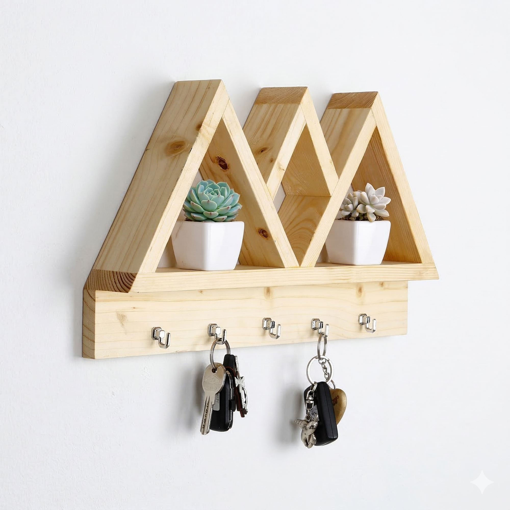 Raft decorativ de perete din lemn R-Raf345, 42 x 25 x 6 cm, lemn natur, lemn, design modern — imaginea 4