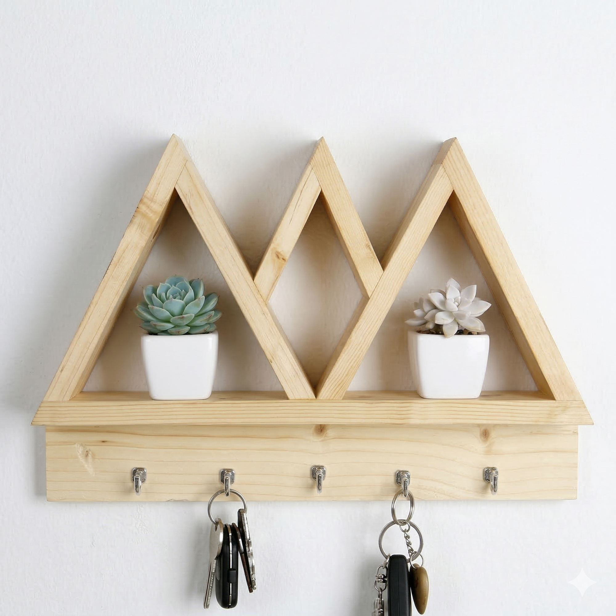 Raft decorativ de perete din lemn R-Raf345, 42 x 25 x 6 cm, lemn natur, lemn, design modern — imaginea 5