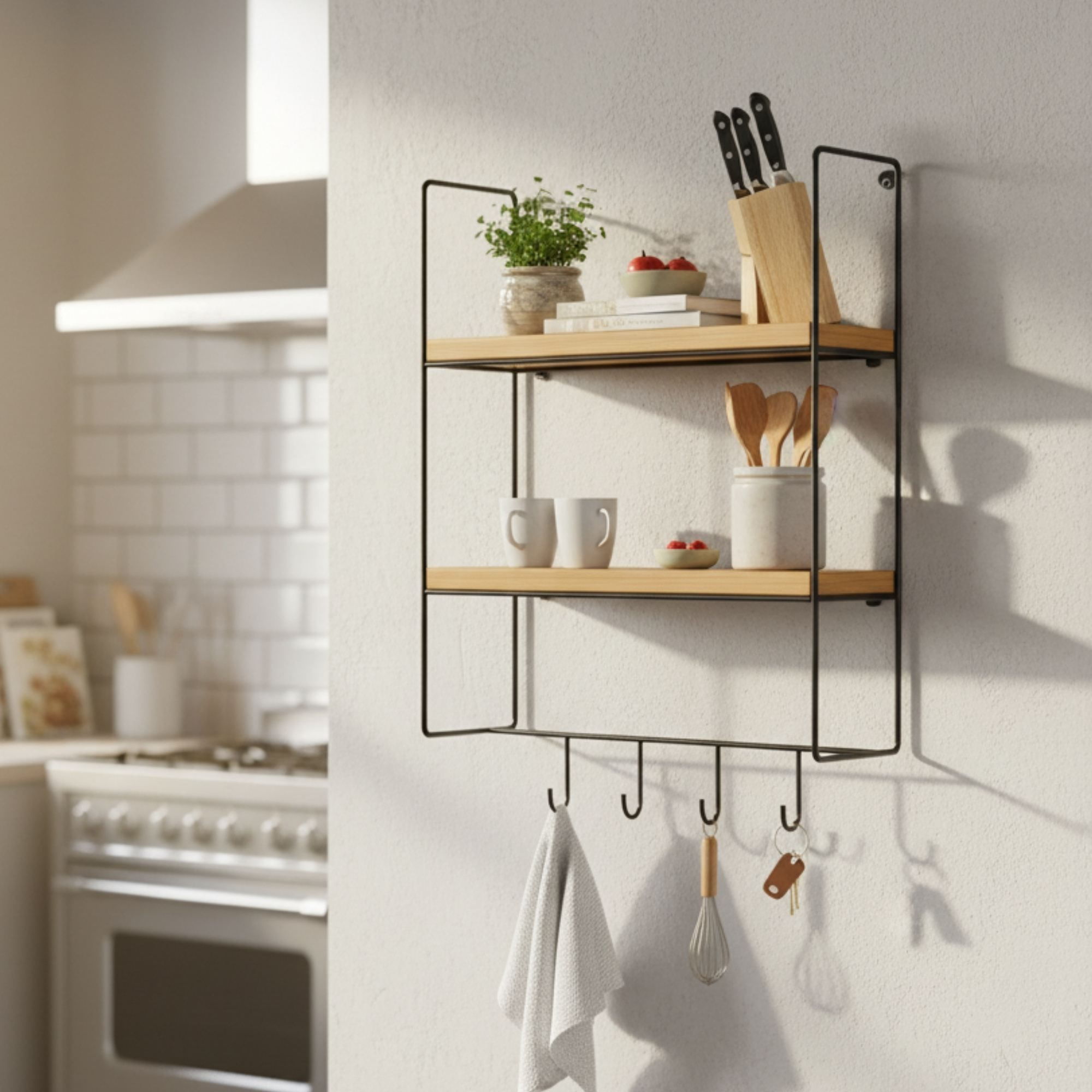 Raft de perete Cm-071-A, auriu natural, metal, design modern — imaginea 4