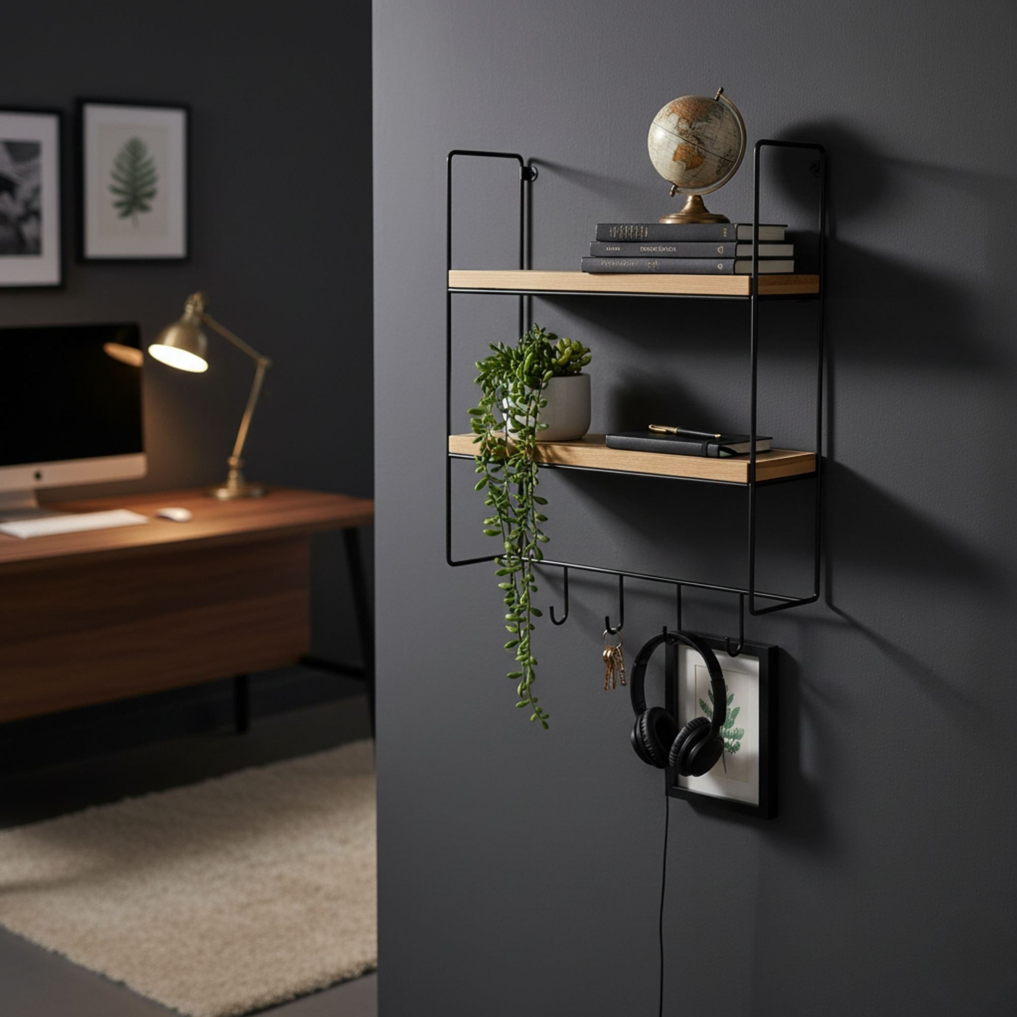 Raft de perete Cm-071-A, auriu natural, metal, design modern — imaginea 5