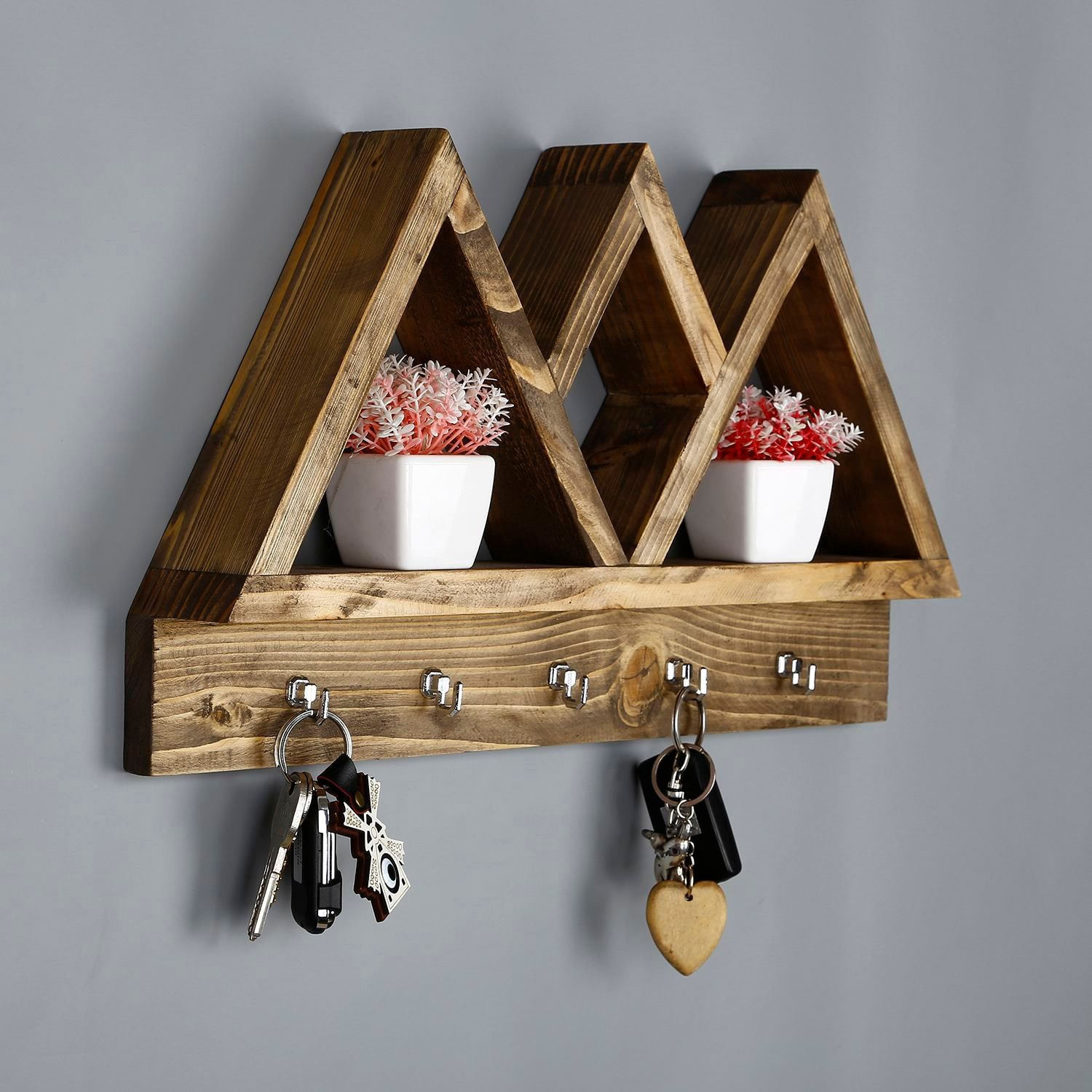 Raft decorativ de perete din lemn R-Raf344, 42 x 25 x 6 cm, lemn natur, lemn, design modern — imaginea 2
