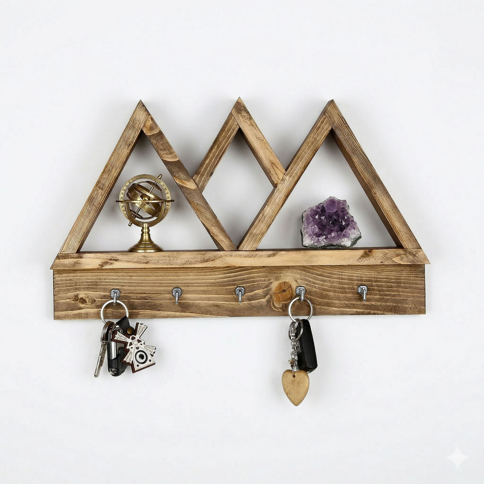 Raft decorativ de perete din lemn R-Raf344, 42 x 25 x 6 cm, lemn natur, lemn, design modern — imaginea 3