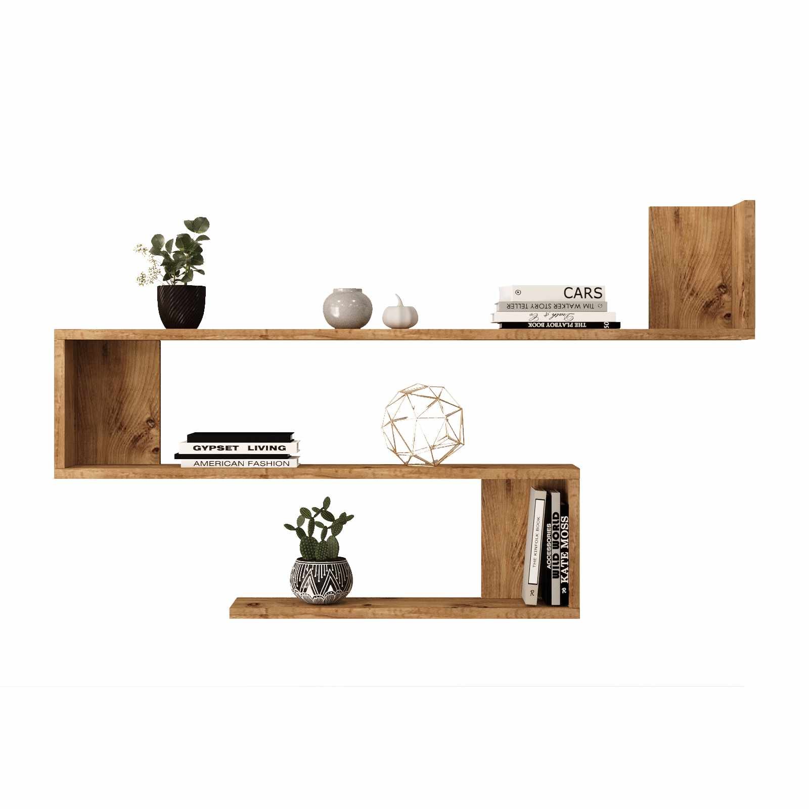 Raft de perete Wal10-A, 120 x 71,4 x 14,5 cm, pin atlantic, PAL melaminat, design modern — imaginea 3
