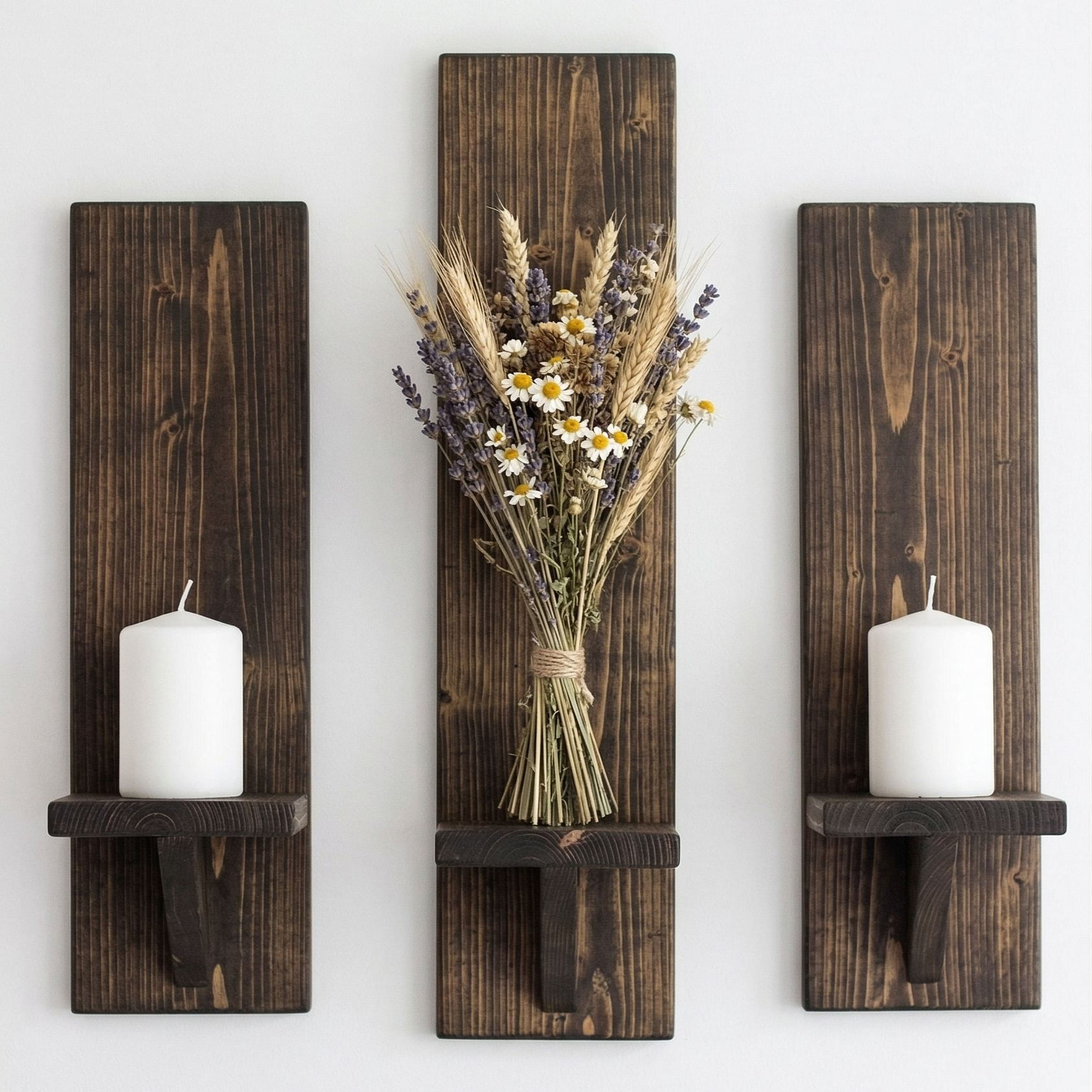 Raft decorativ de perete din lemn Raf321, 9 x 40 x 9 cm, lemn natur, lemn, design modern — imaginea 2