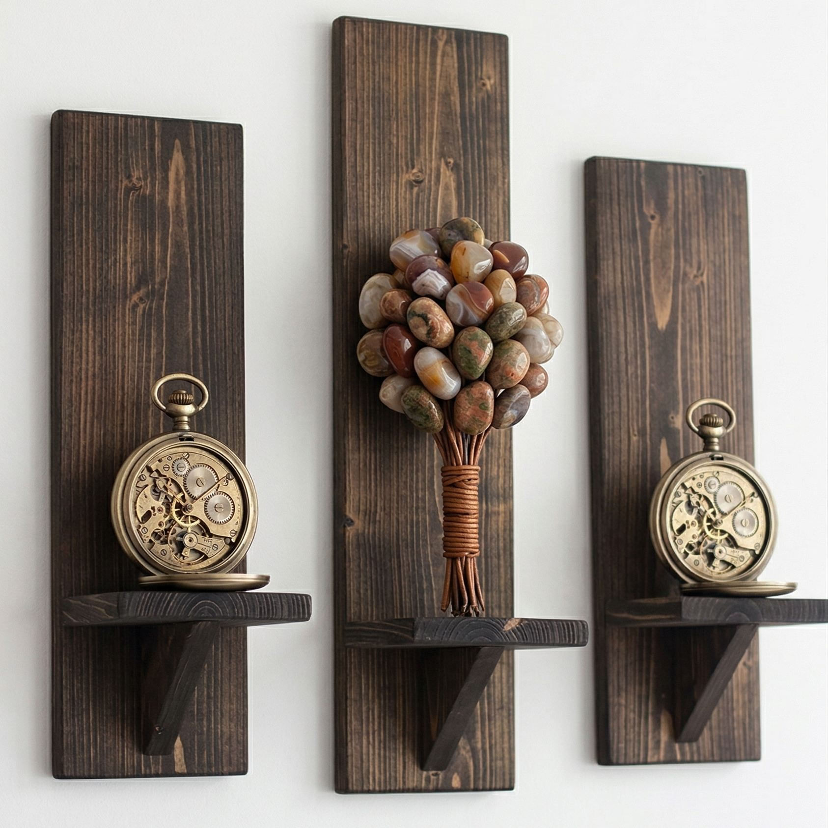 Raft decorativ de perete din lemn Raf321, 9 x 40 x 9 cm, lemn natur, lemn, design modern — imaginea 3