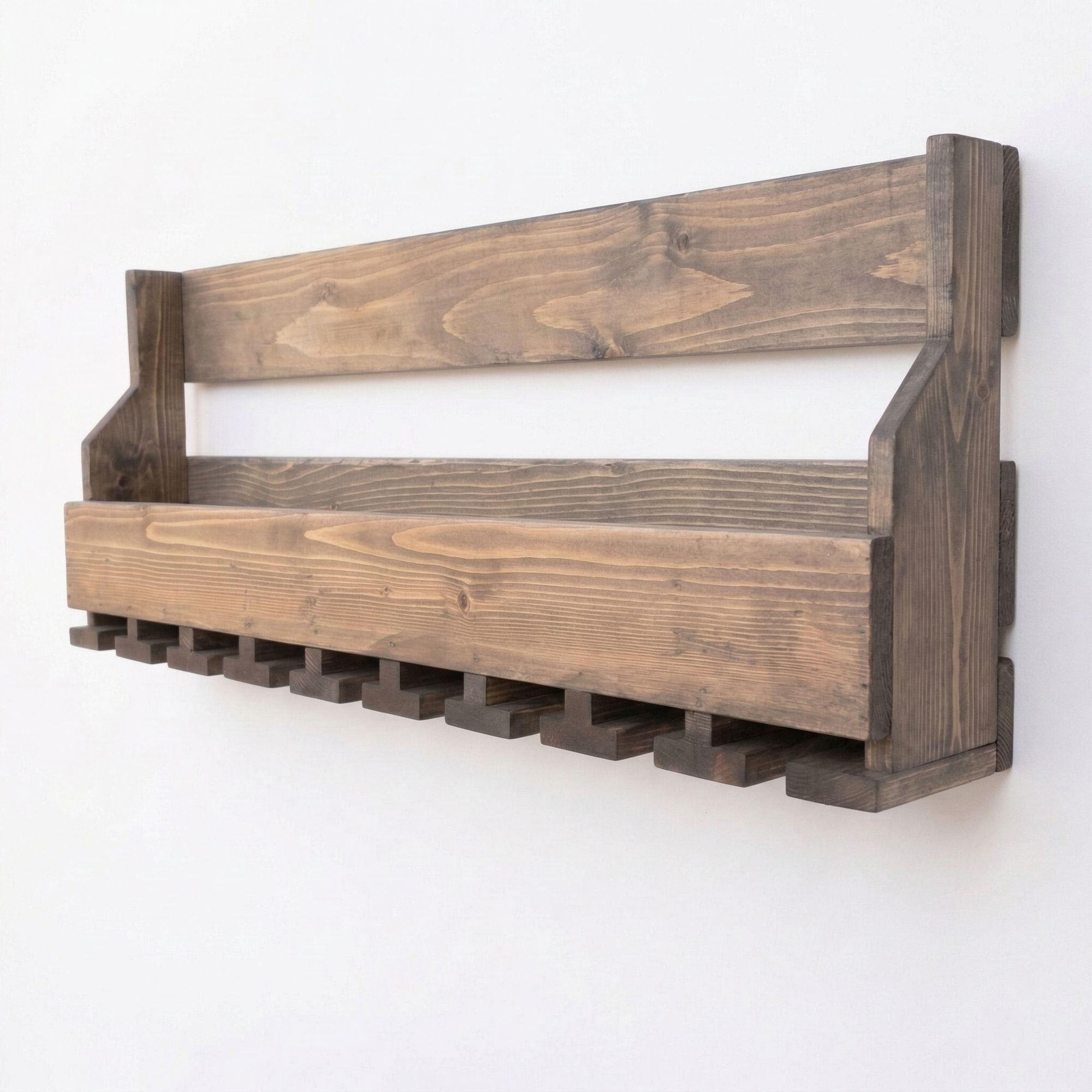 Raft decorativ de perete din lemn Raf341, 90 x 30 x 12 cm, lemn natur, lemn, design modern — imaginea 2