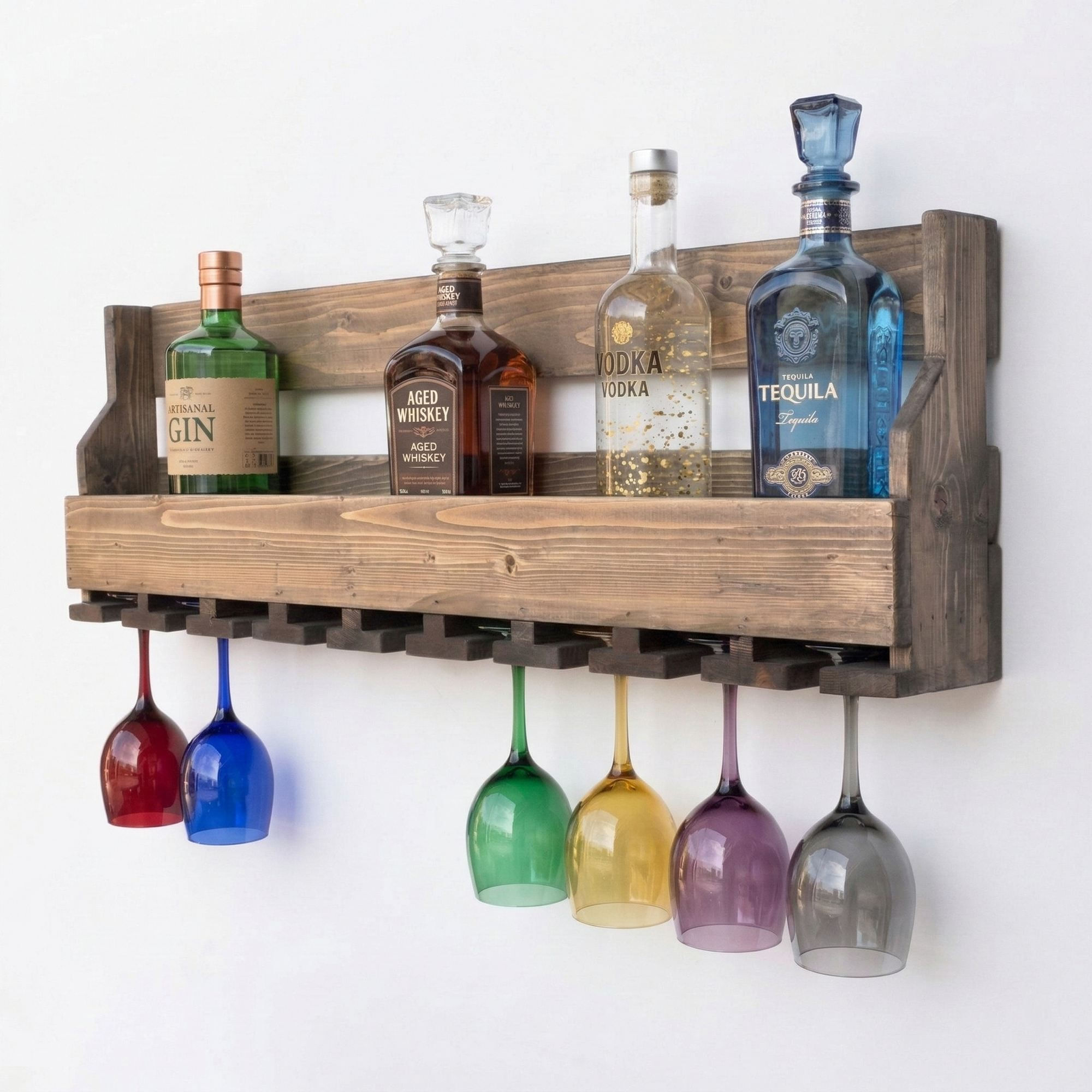 Raft decorativ de perete din lemn Raf341, 90 x 30 x 12 cm, lemn natur, lemn, design modern — imaginea 4