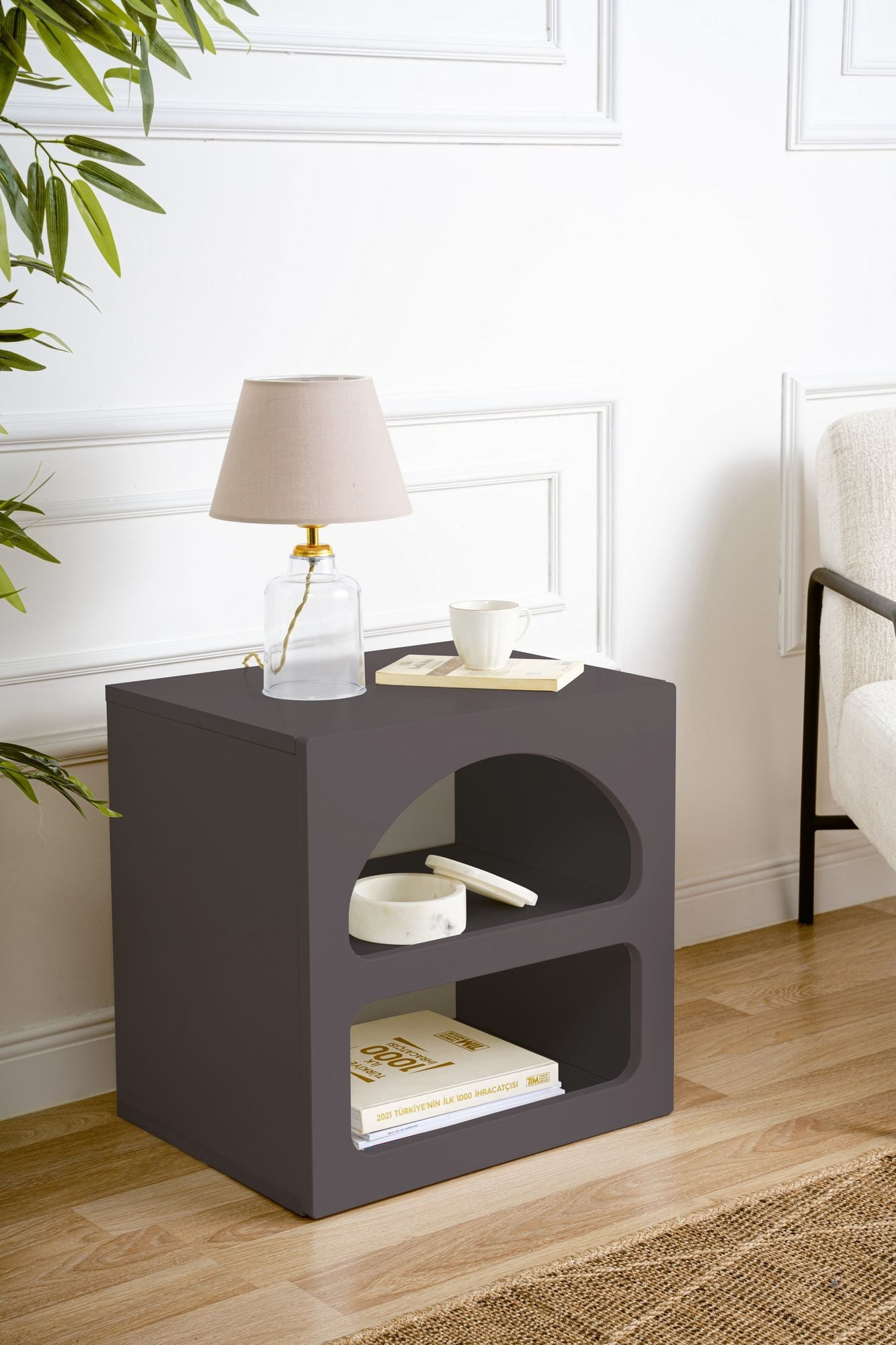 Noptiera Lorin, 50 x 50 x 40 cm, PAL melaminat, antracit — imaginea 4