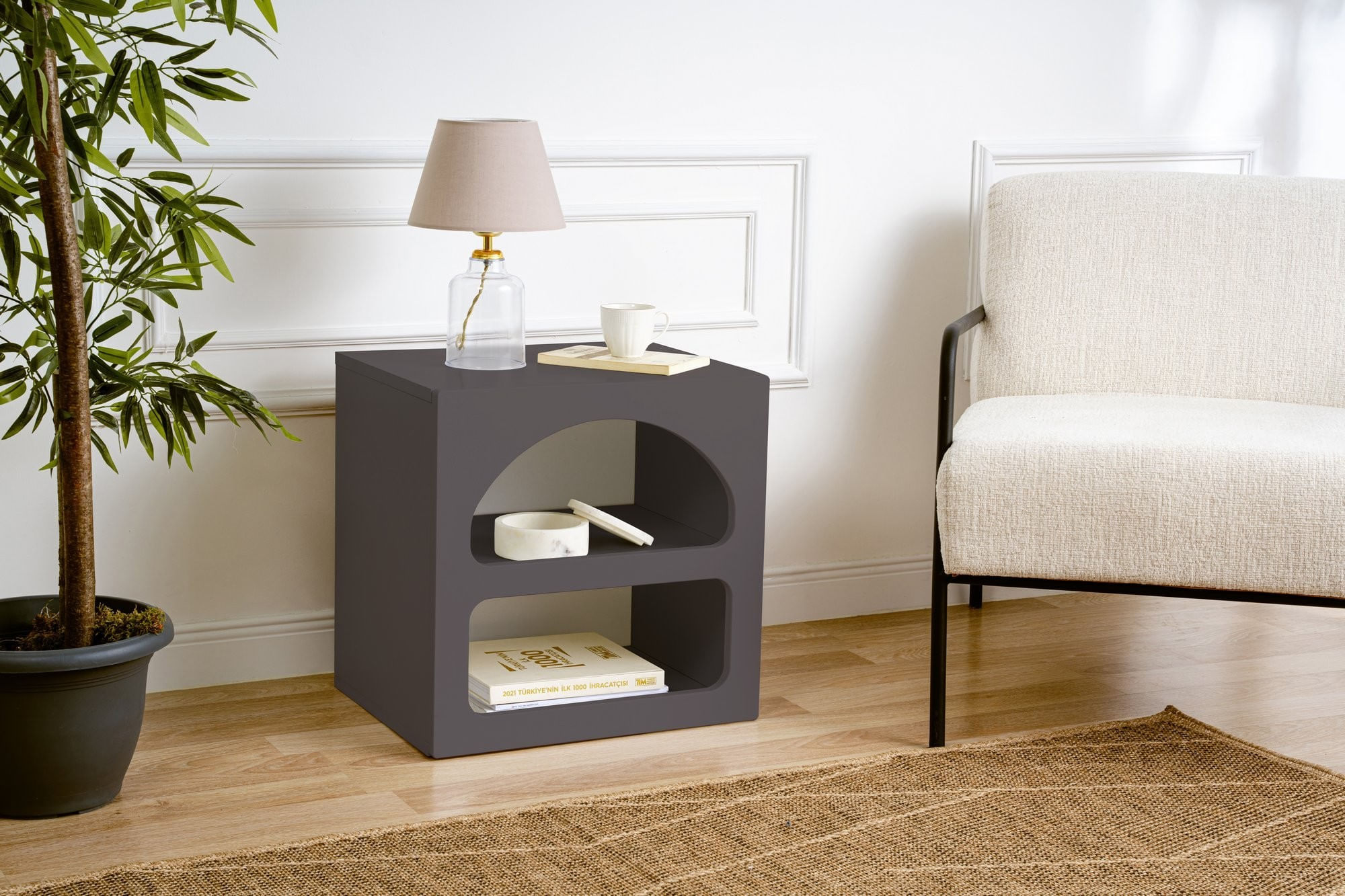Noptiera Lorin, 50 x 50 x 40 cm, PAL melaminat, antracit — imaginea 5