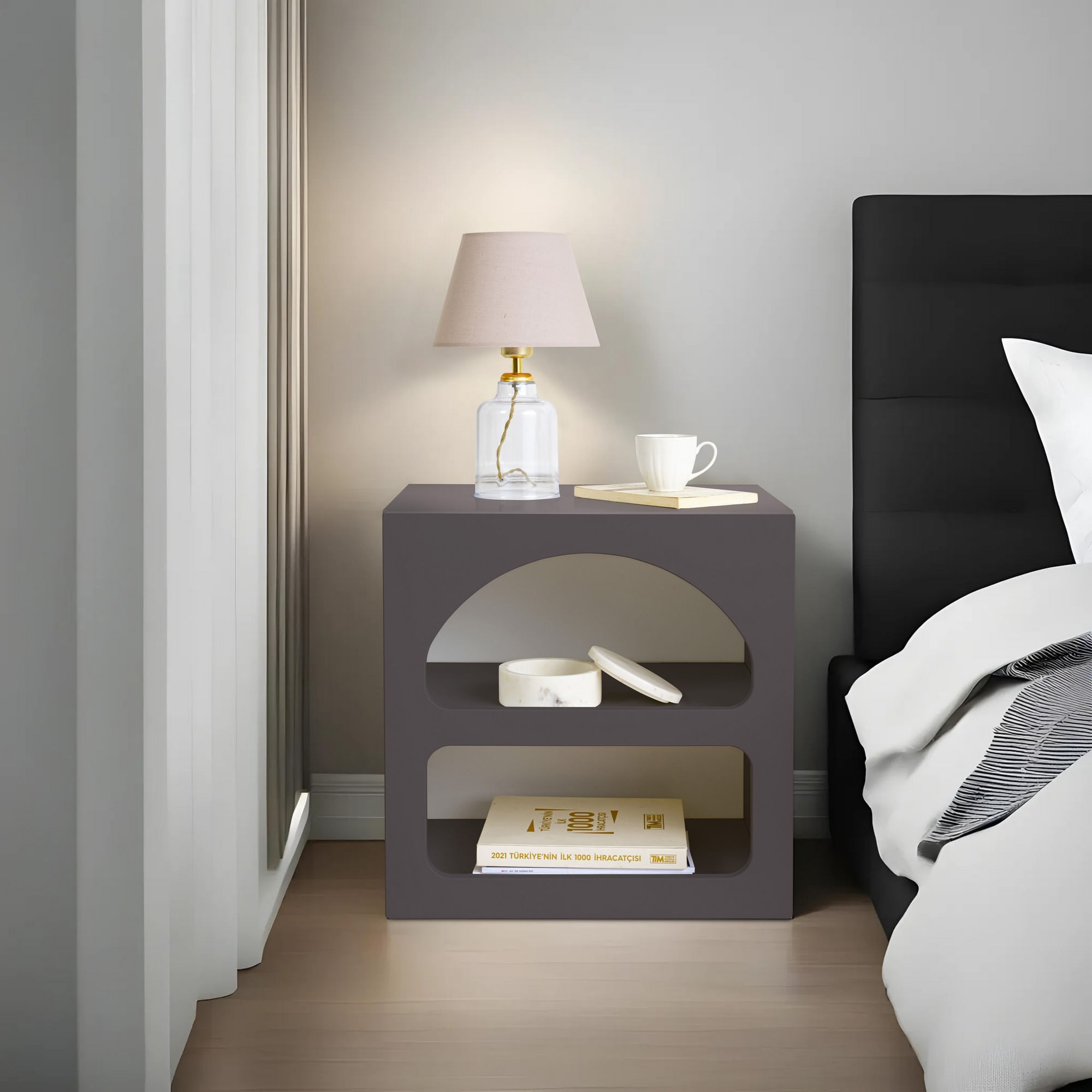 Noptiera Lorin, 50 x 50 x 40 cm, PAL melaminat, antracit — imaginea 8