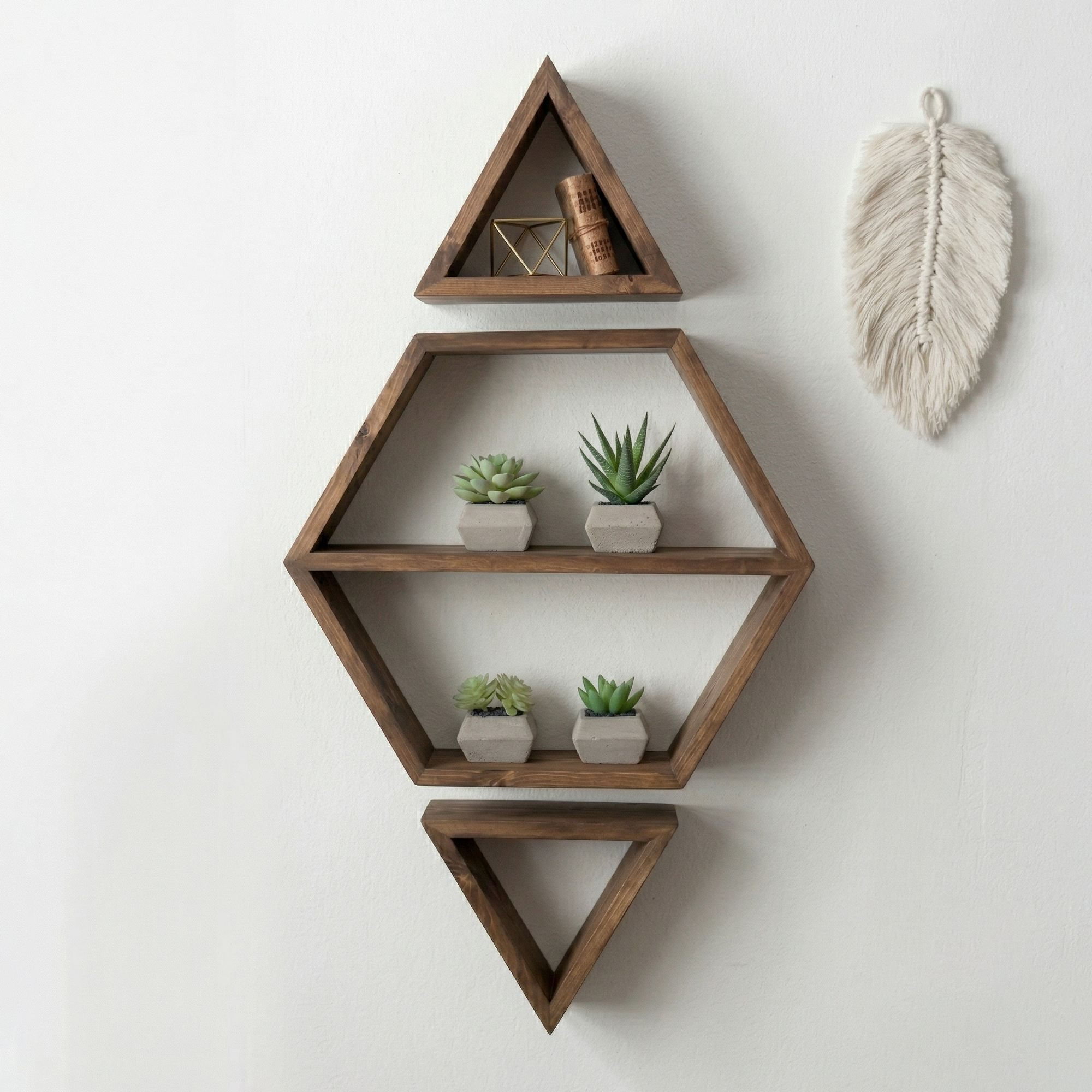Raft decorativ de perete din lemn Raf325, 42 x 75 x 9 cm, lemn natur, lemn, design modern — imaginea 3