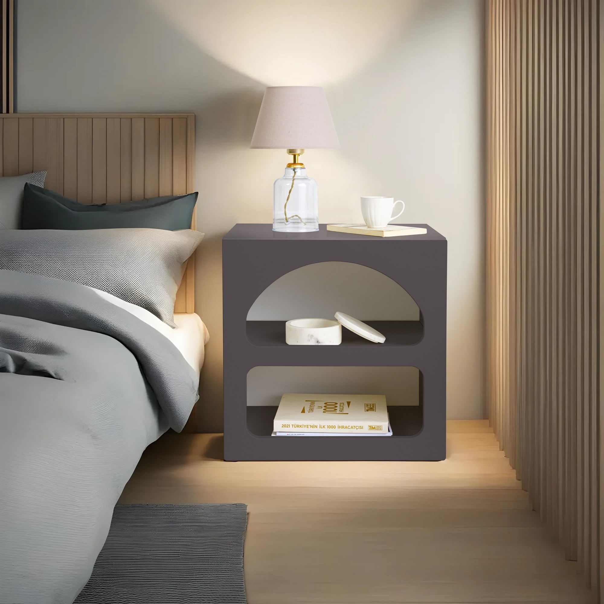 Noptiera Lorin, 50 x 50 x 40 cm, PAL melaminat, antracit — imaginea 9