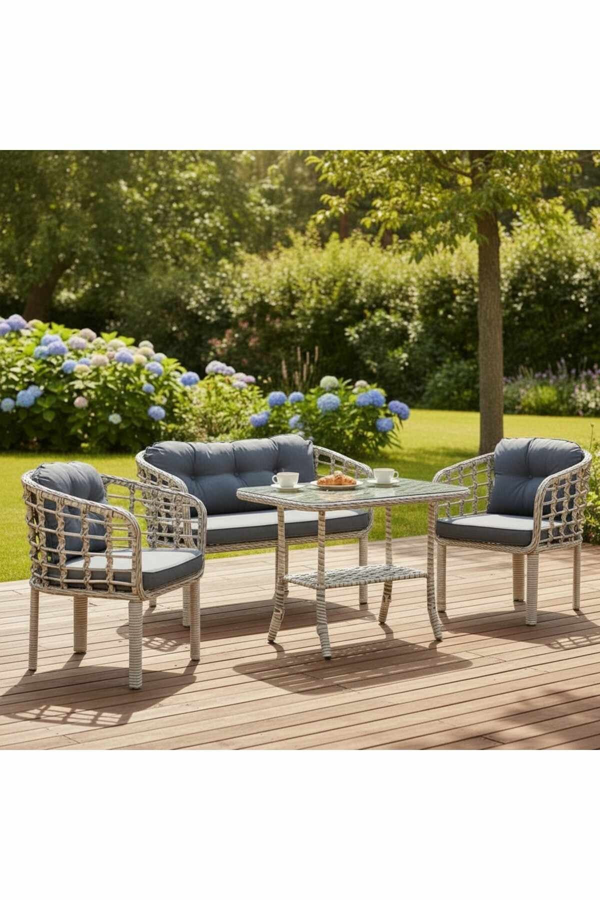 Set lounge gradina Manolya - Dark gri, 120 x 78 x 56 cm, gri inchis, dark gri — imaginea 4