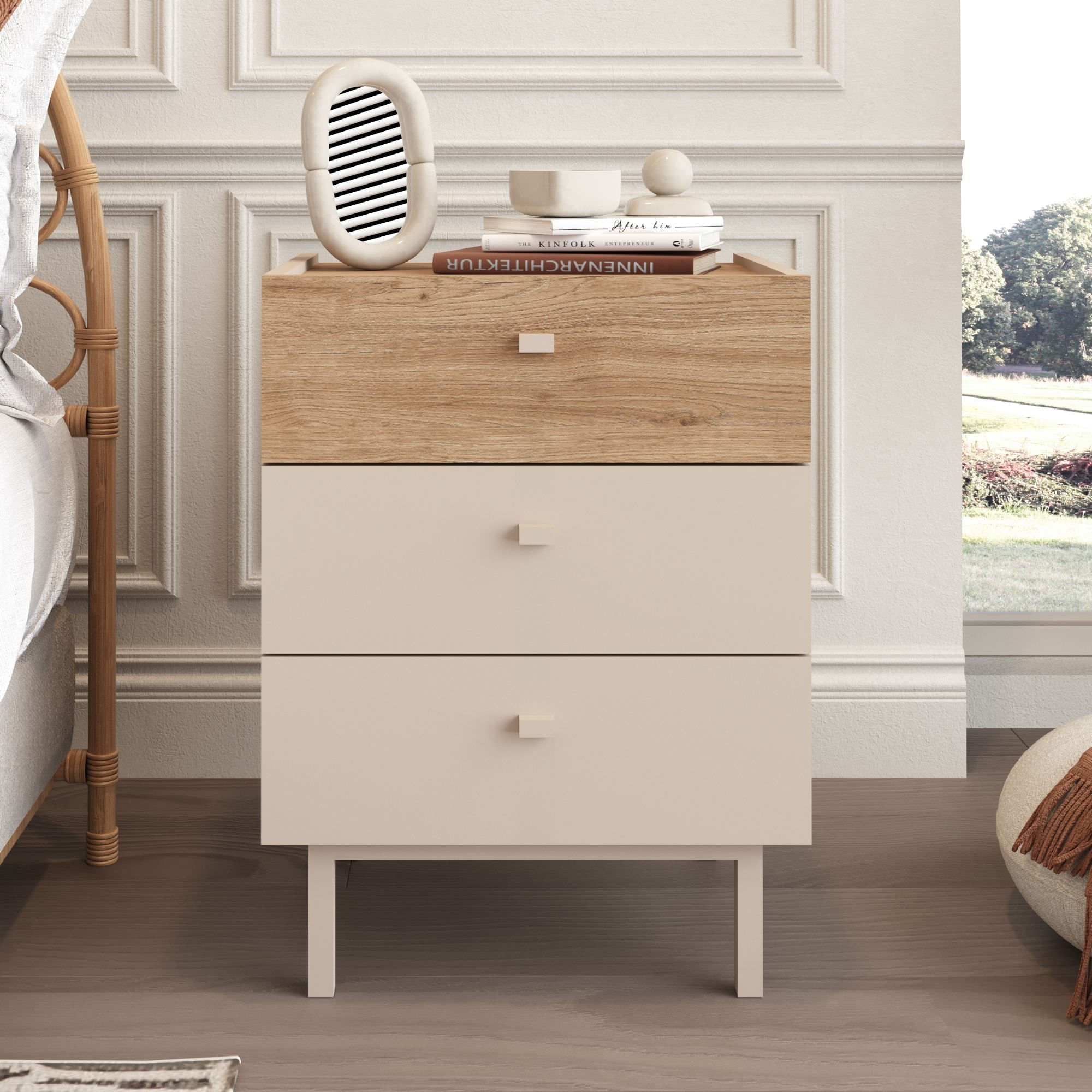 Noptiera Luke - LK2-CS, 47,9 x 63,5 x 36,8 cm, sand stejar, PAL melaminat — imaginea 6