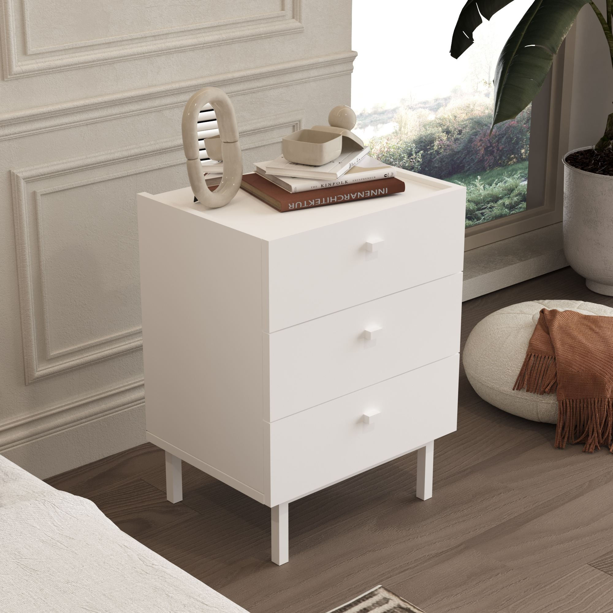 Noptiera Luke - LK2-W, 47,9 x 63,5 x 36,8 cm, alb, PAL melaminat — imaginea 3