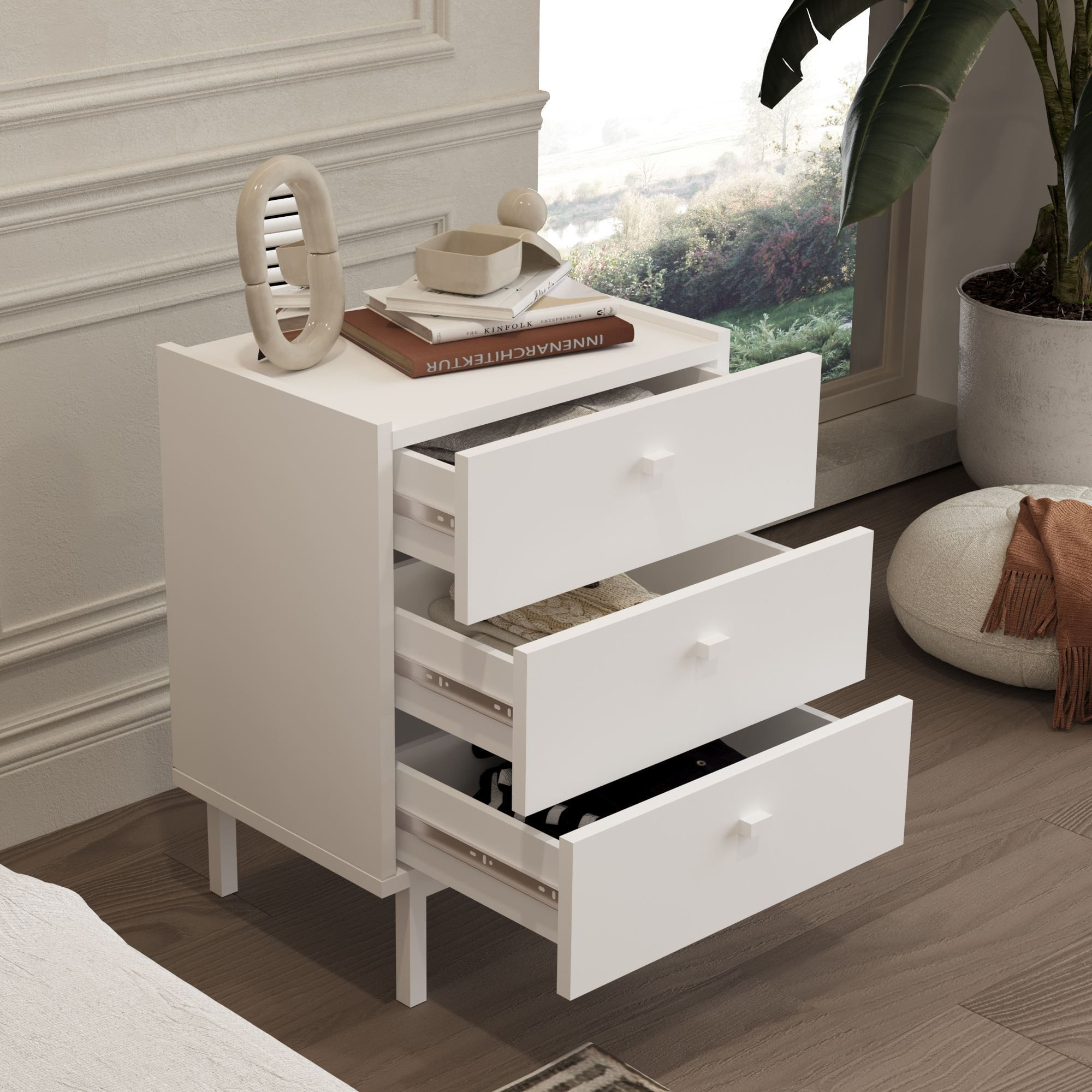 Noptiera Luke - LK2-W, 47,9 x 63,5 x 36,8 cm, alb, PAL melaminat — imaginea 6