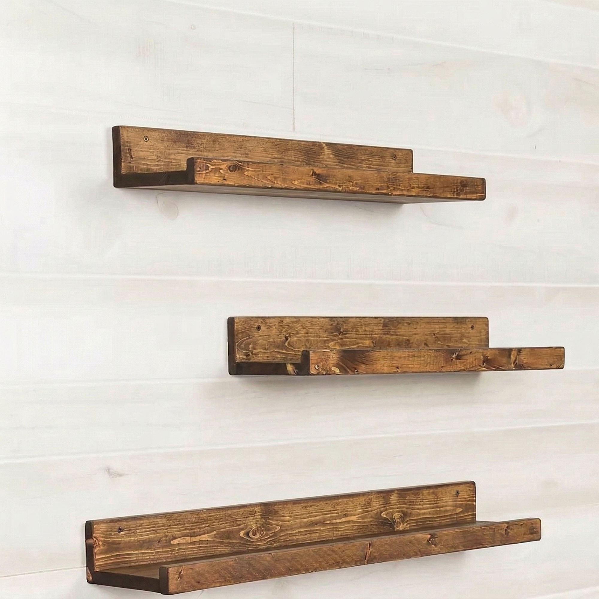 Raft decorativ de perete din lemn Raf330, 60 x 7 x 14 cm, lemn natur, lemn, design modern — imaginea 5