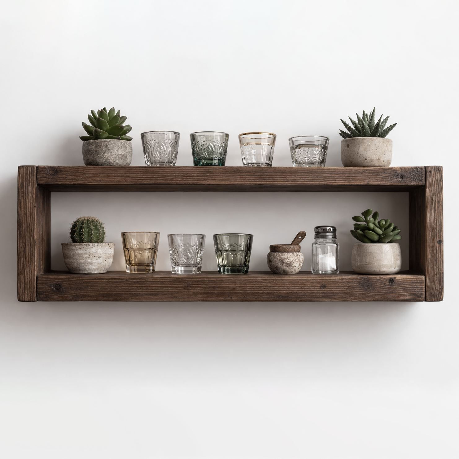 Raft decorativ de perete din lemn R-Raf324, 50 x 15 x 7 cm, lemn natur, lemn, design modern — imaginea 2