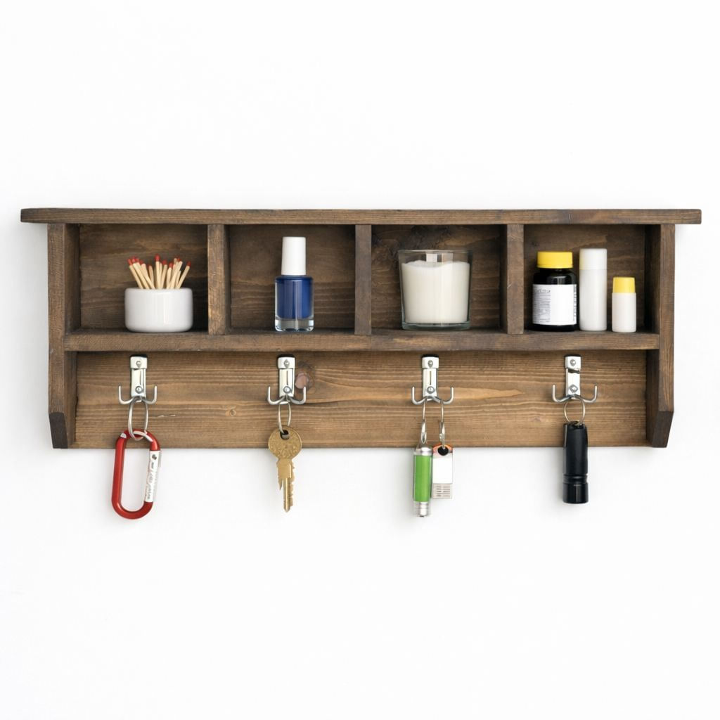 Raft decorativ de perete din lemn Raf329, 60 x 30 x 11 cm, lemn natur, lemn, design modern — imaginea 3